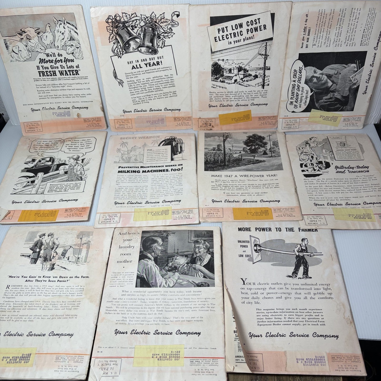 11 Vintage Electricity on the Farm Magazines 1944-1947 Rural Electrification Lot