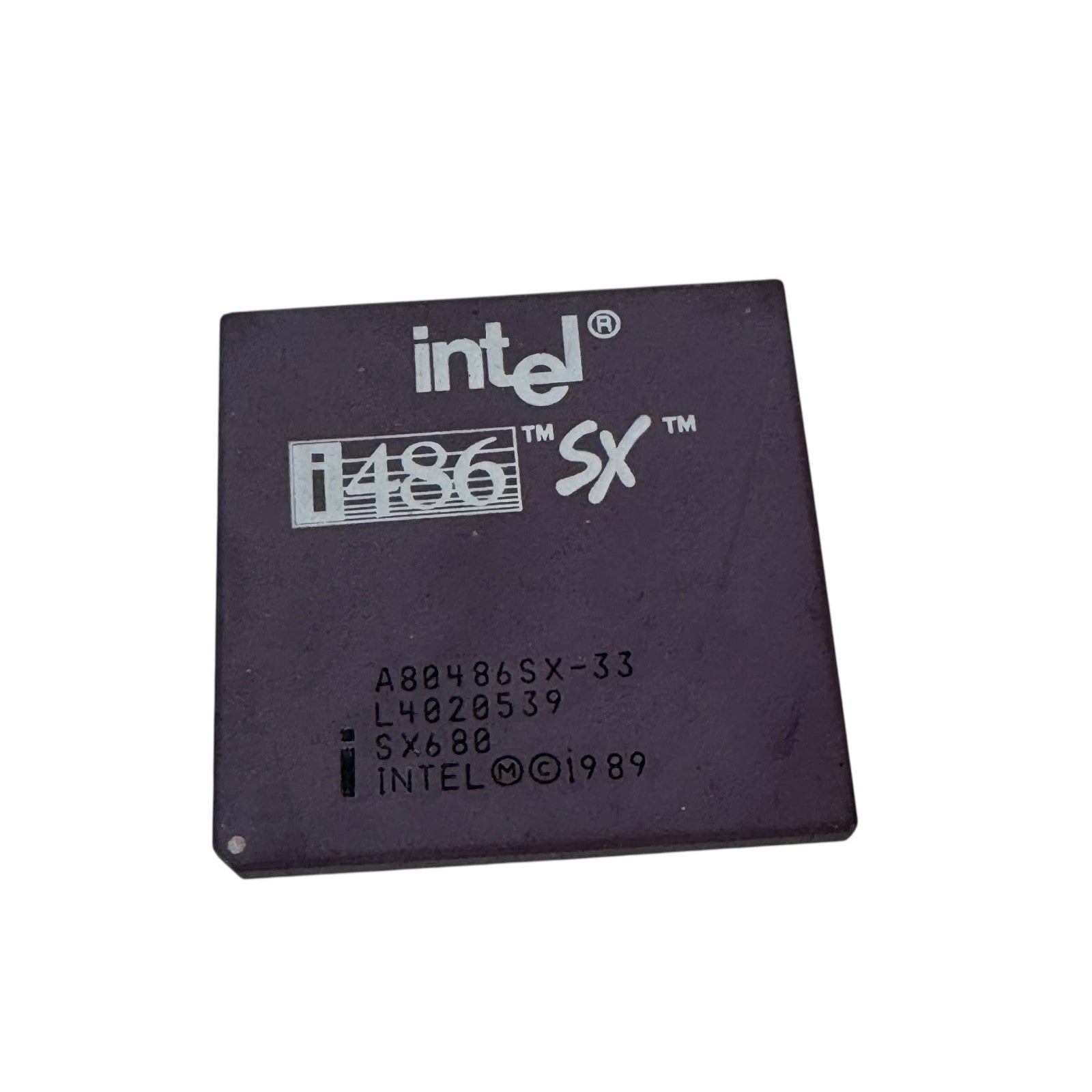 Vintage Intel i486 SX SX680 Intel Retro 1989 Ceramic CPU Processor Chip Gold