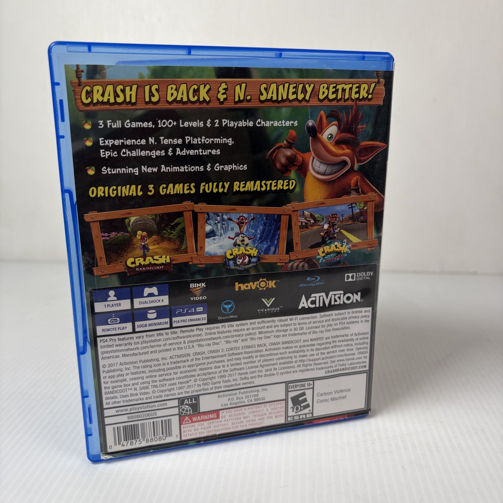 Crash Bandicoot N. Sane Trilogy PlayStation 4 PS4 Remastered