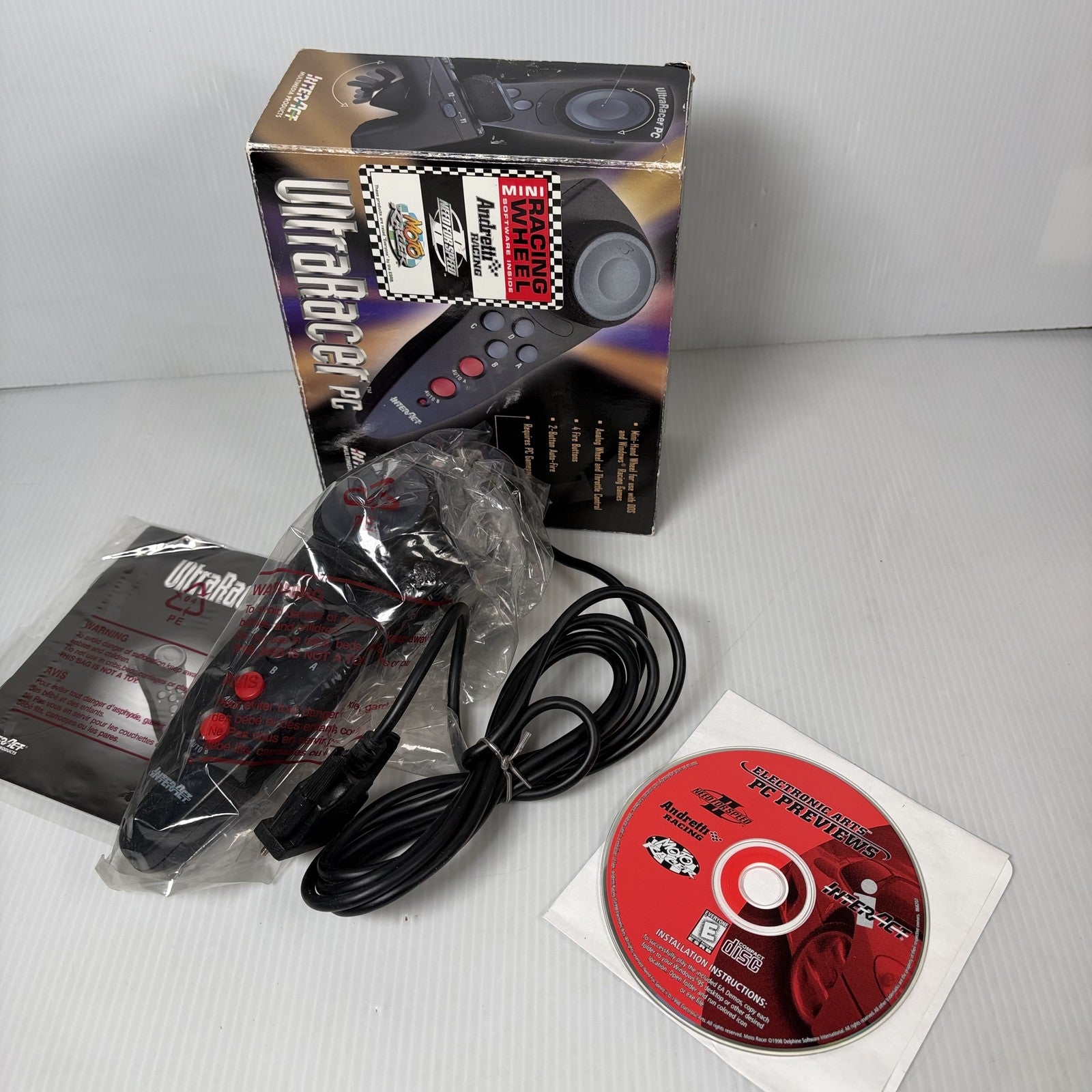 INTERACT UltraRacer PC Mini Hand Racing Wheel Controller for DOS Windows