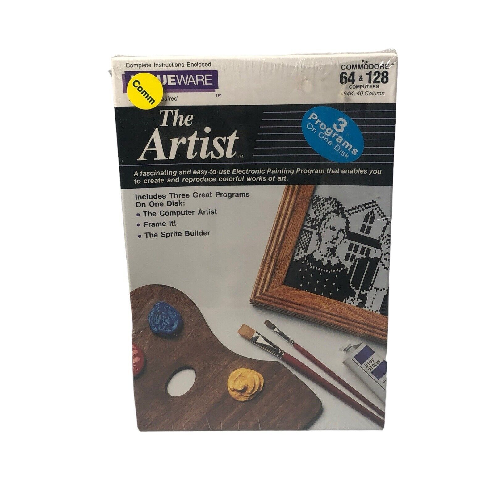 Commodore The Artist Software By Valueware 3-in-1 w/ Frame It Sprite Builder