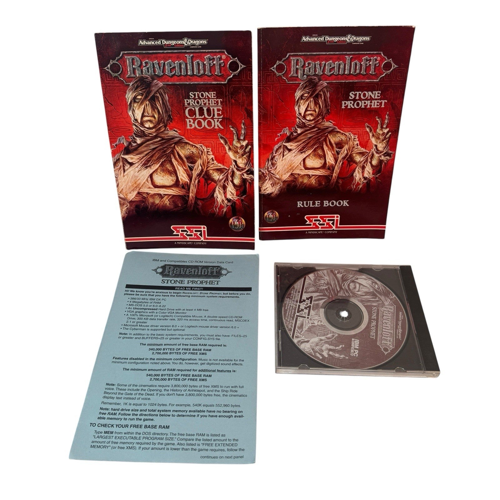 Ravenloft Stone Prophet AD&D PC Game With Manual, Insert & Mail Away Clue Book