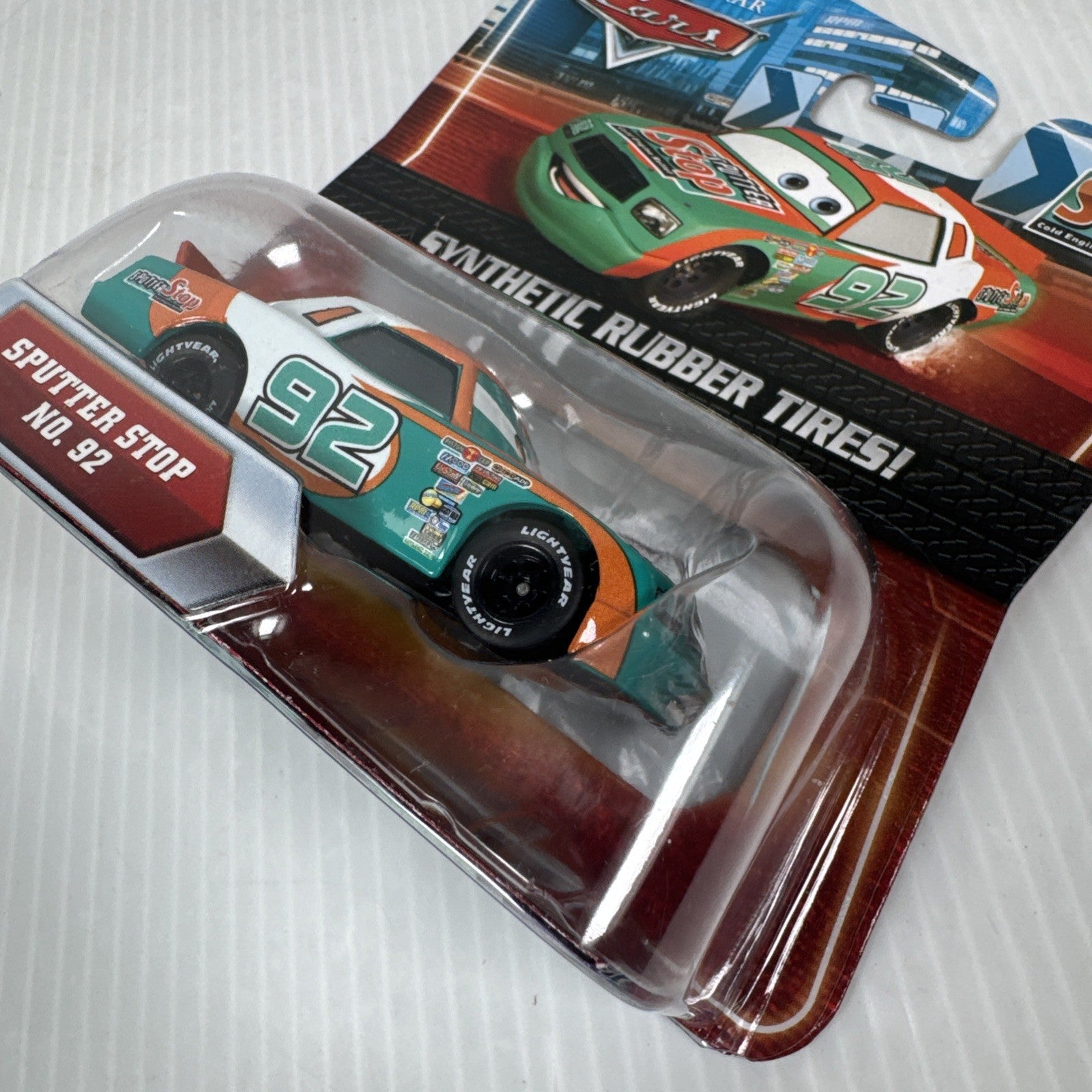 Disney Pixar Cars Sputter Stop No. 92 Synthetic Rubber Tires Kmart 2008 New