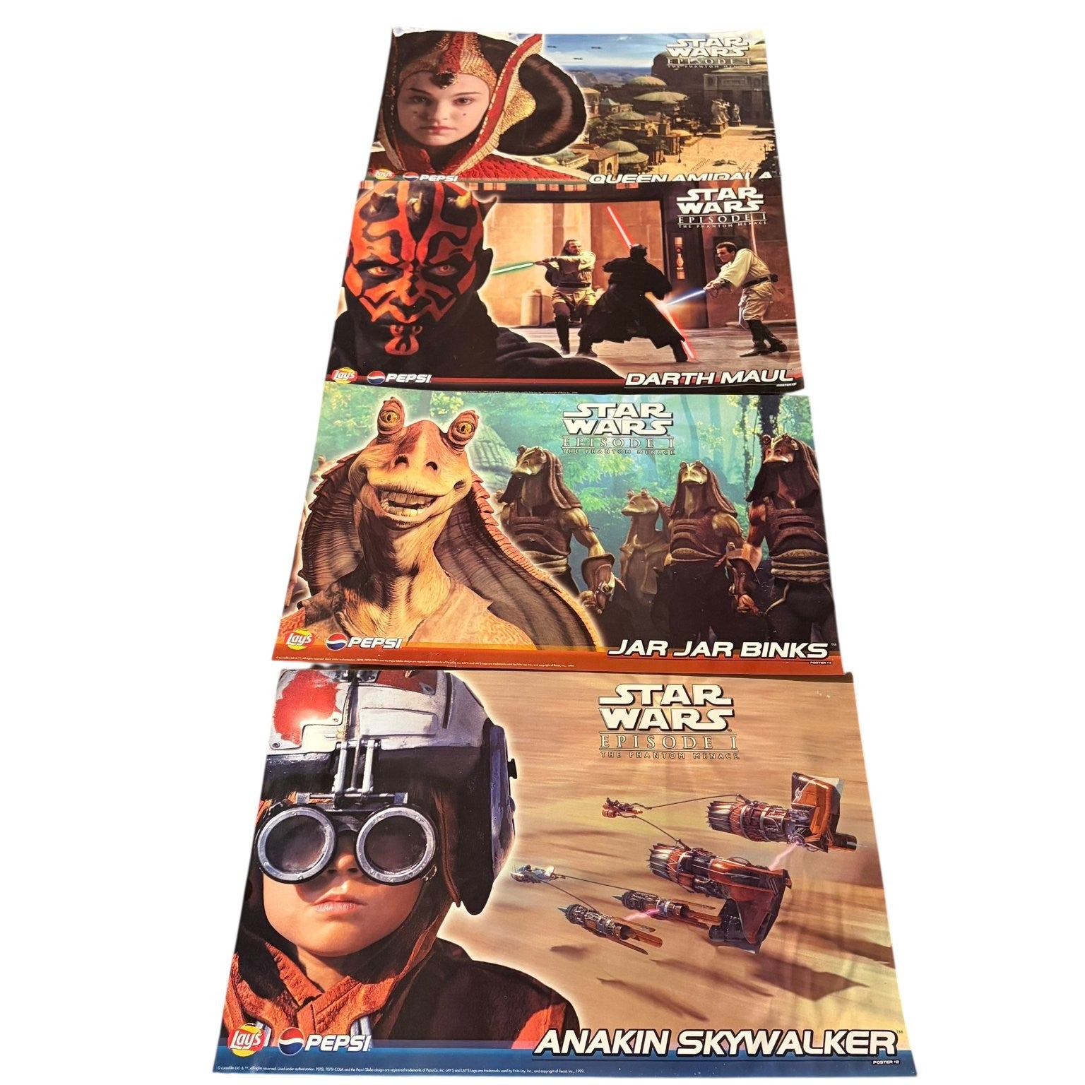 Vintage Lot of 4 STAR WARS Episode 1 1999 Pepsi / Lays 11x17 Posters Anakin Maul