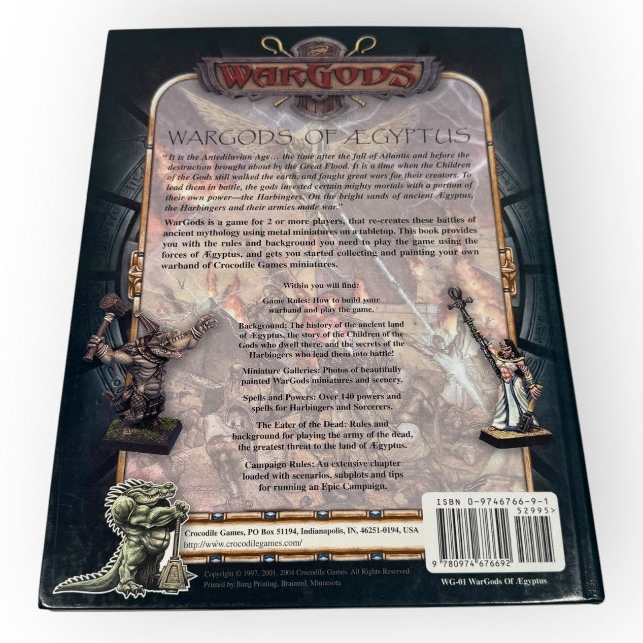 Wargods of Aegyptus Rulebook 2004 Hardcover Crocodile Games Miniature Game WG-01