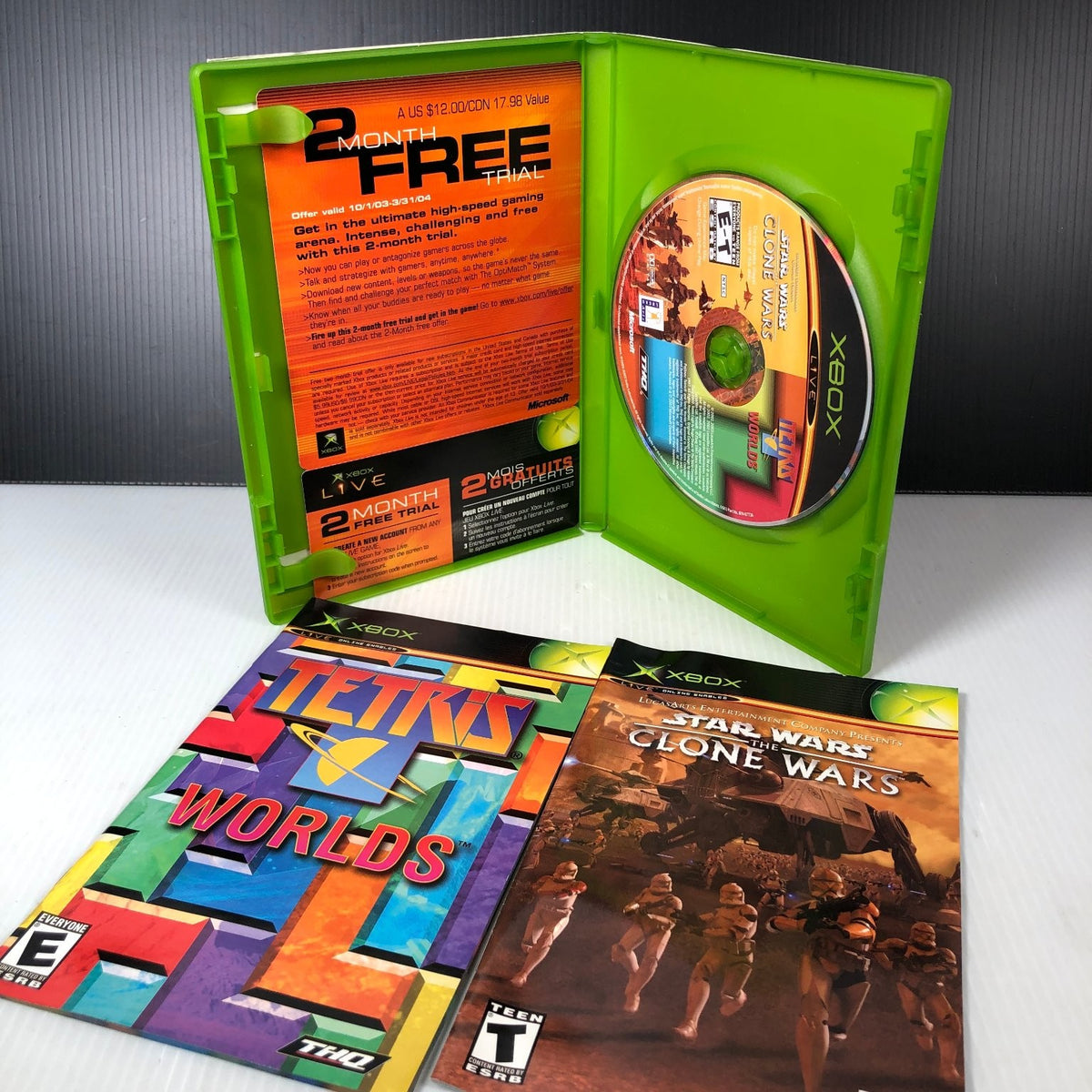 Star Wars The Clone Wars & Tetris Worlds 2-Pack Xbox Video Game Complete CIB