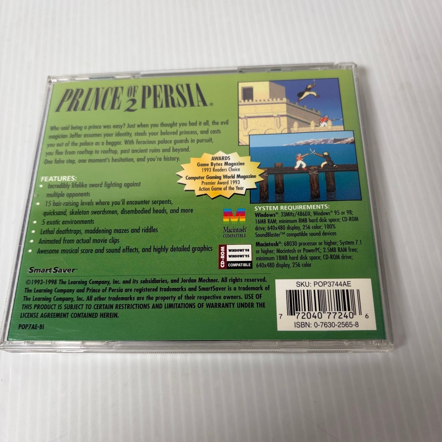 Prince of Persia 2 The Shadow and The Flame PC Video Game Smart Saver