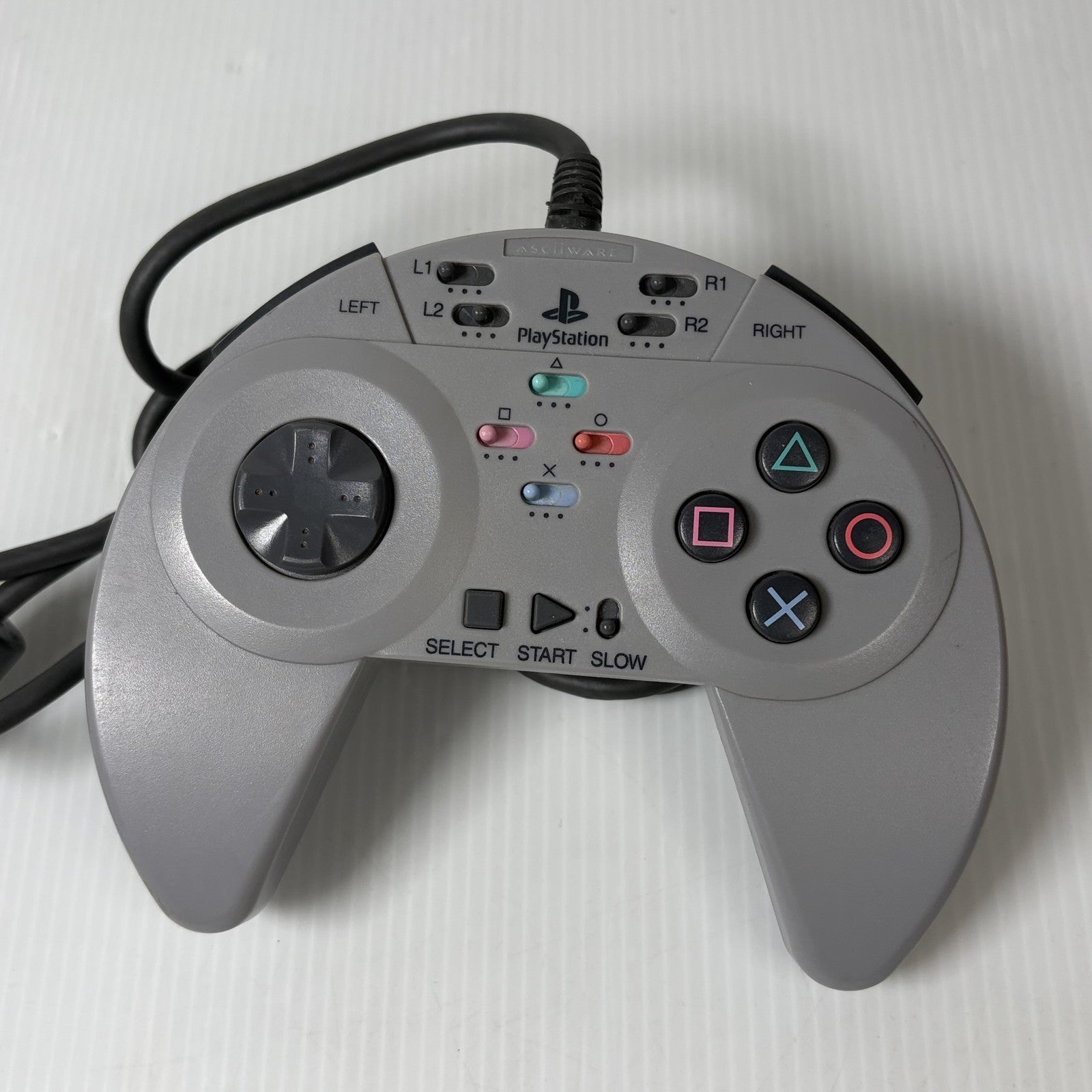 ASCII Pad PS S Controller for Sony PlayStation 1 PS1 Wired Grey Gamepad