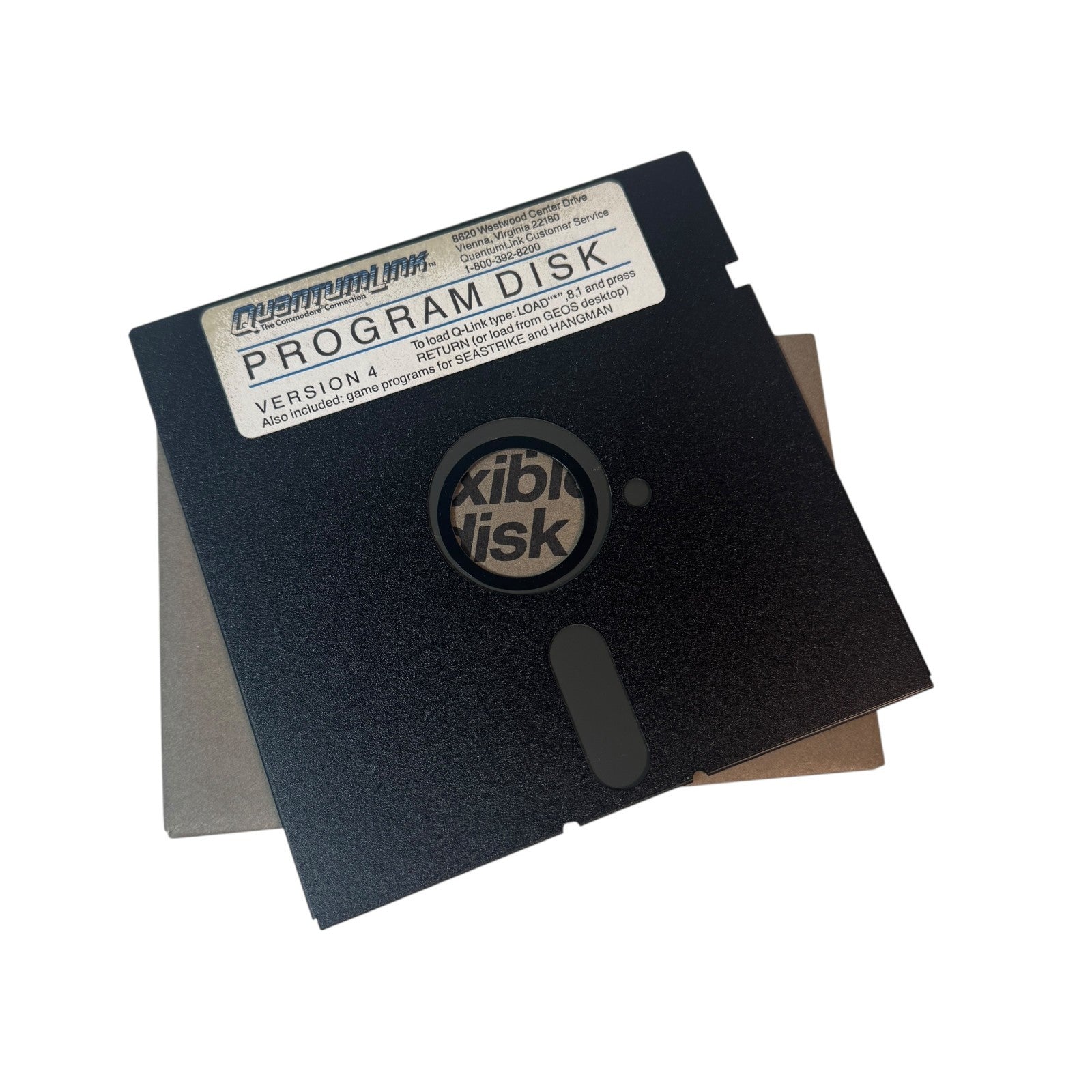 Commodore Quantum Link Program Disk V. 4.0 w/ Seastrike & Hangman, Common Sense