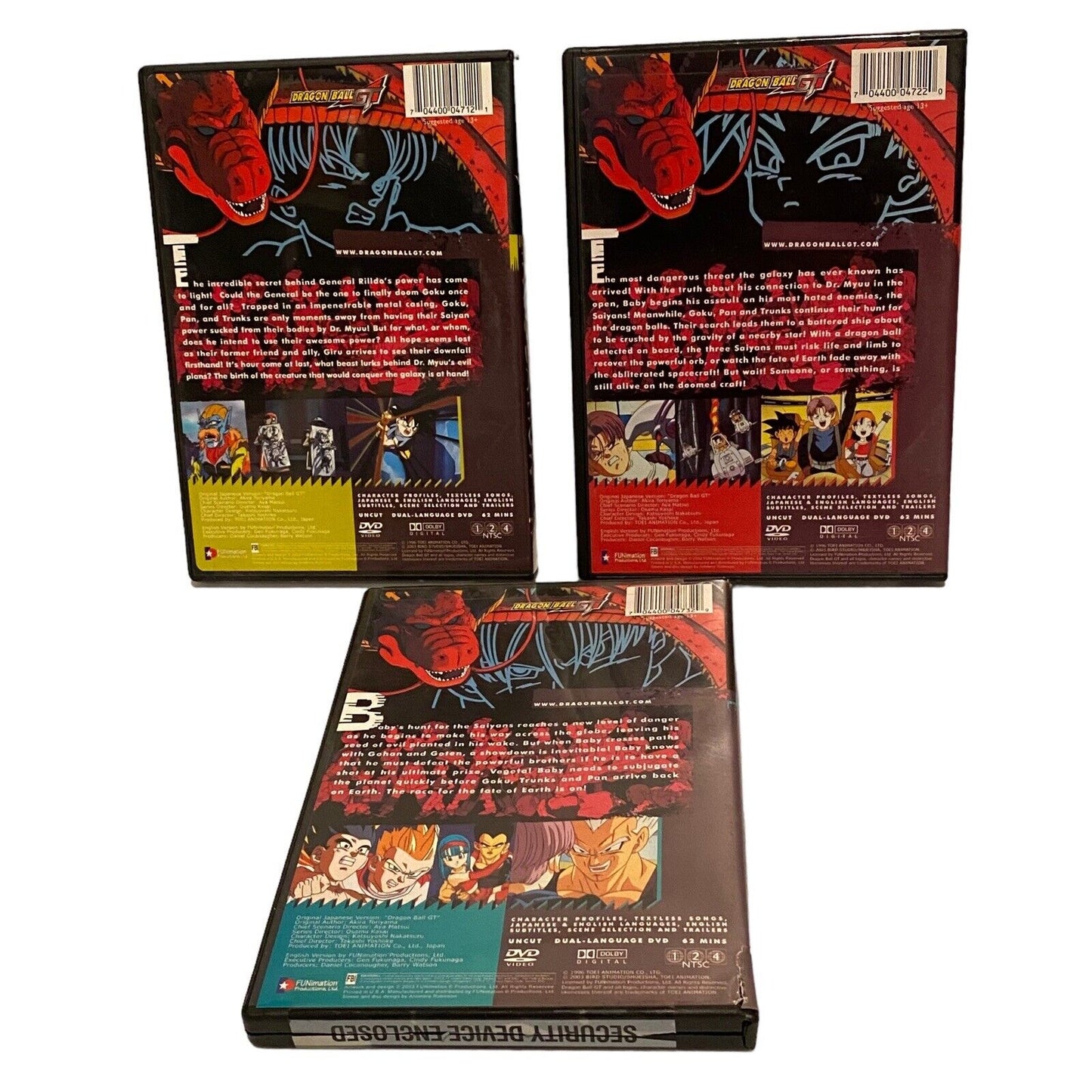 dragon ball gt mixed dvd set of 7 affliction creation incubation & more