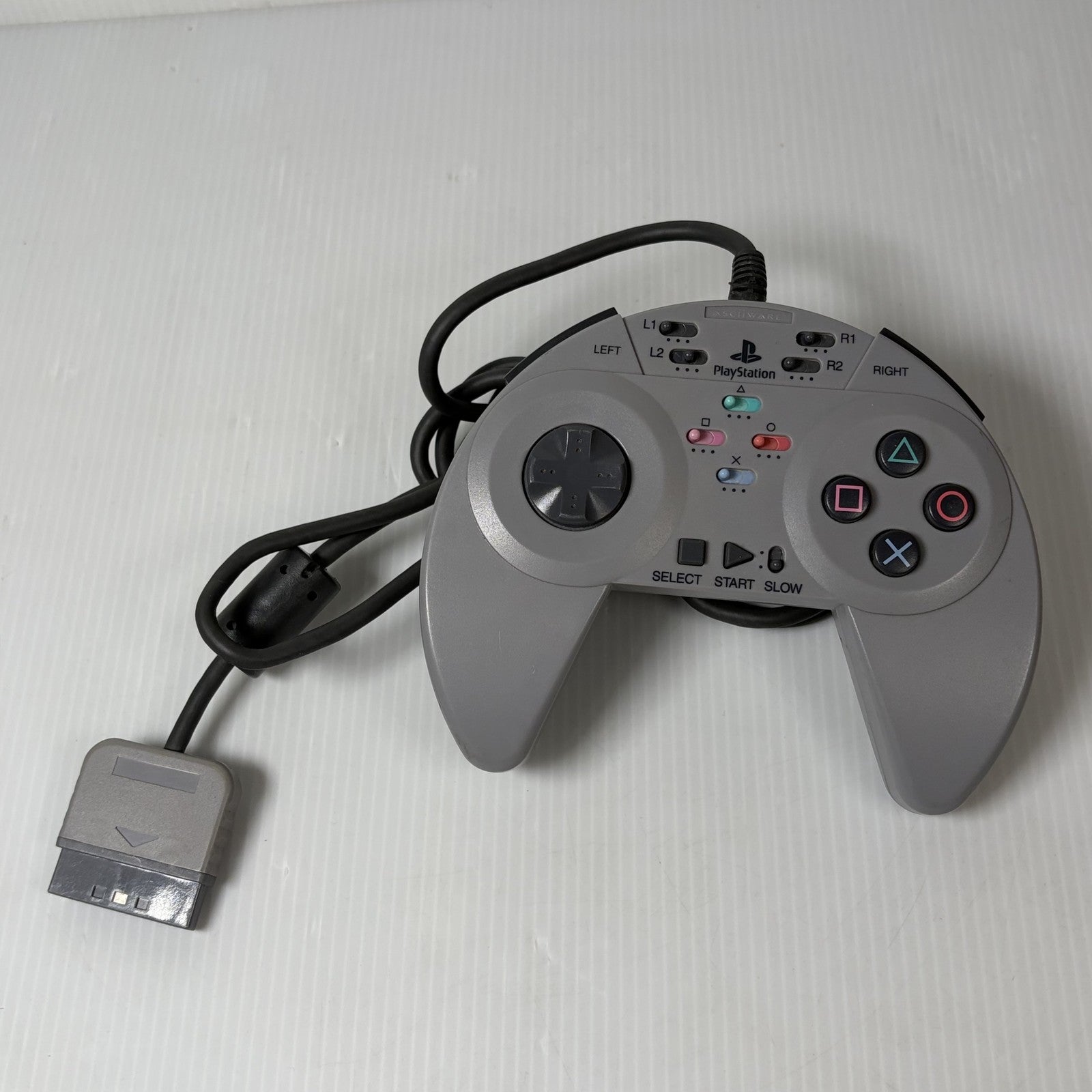 ASCII Pad PS S Controller for Sony PlayStation 1 PS1 Wired Grey Gamepad