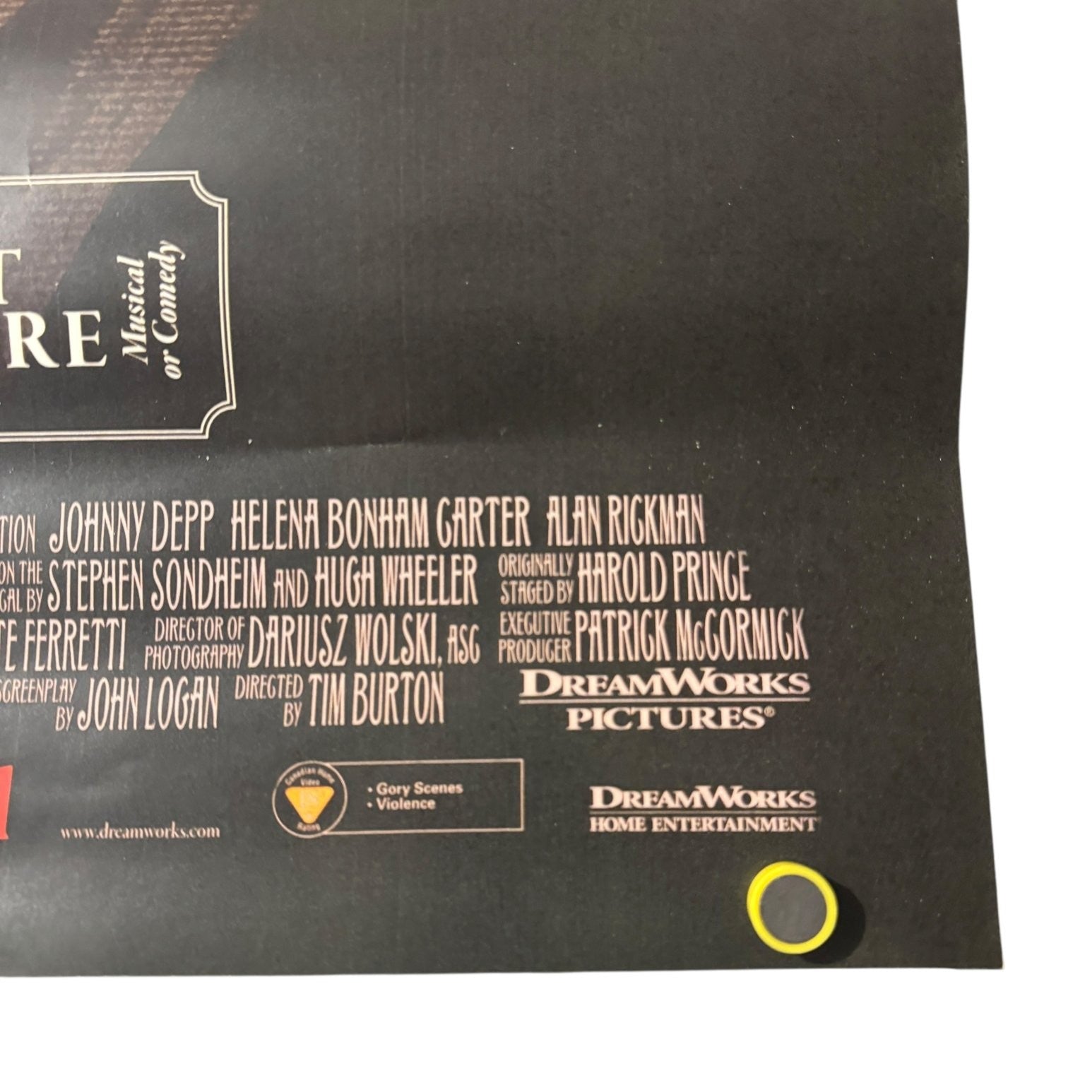 Sweeney Todd 2007 Promotional Video Store Poster DreamWorks Johnny Depp