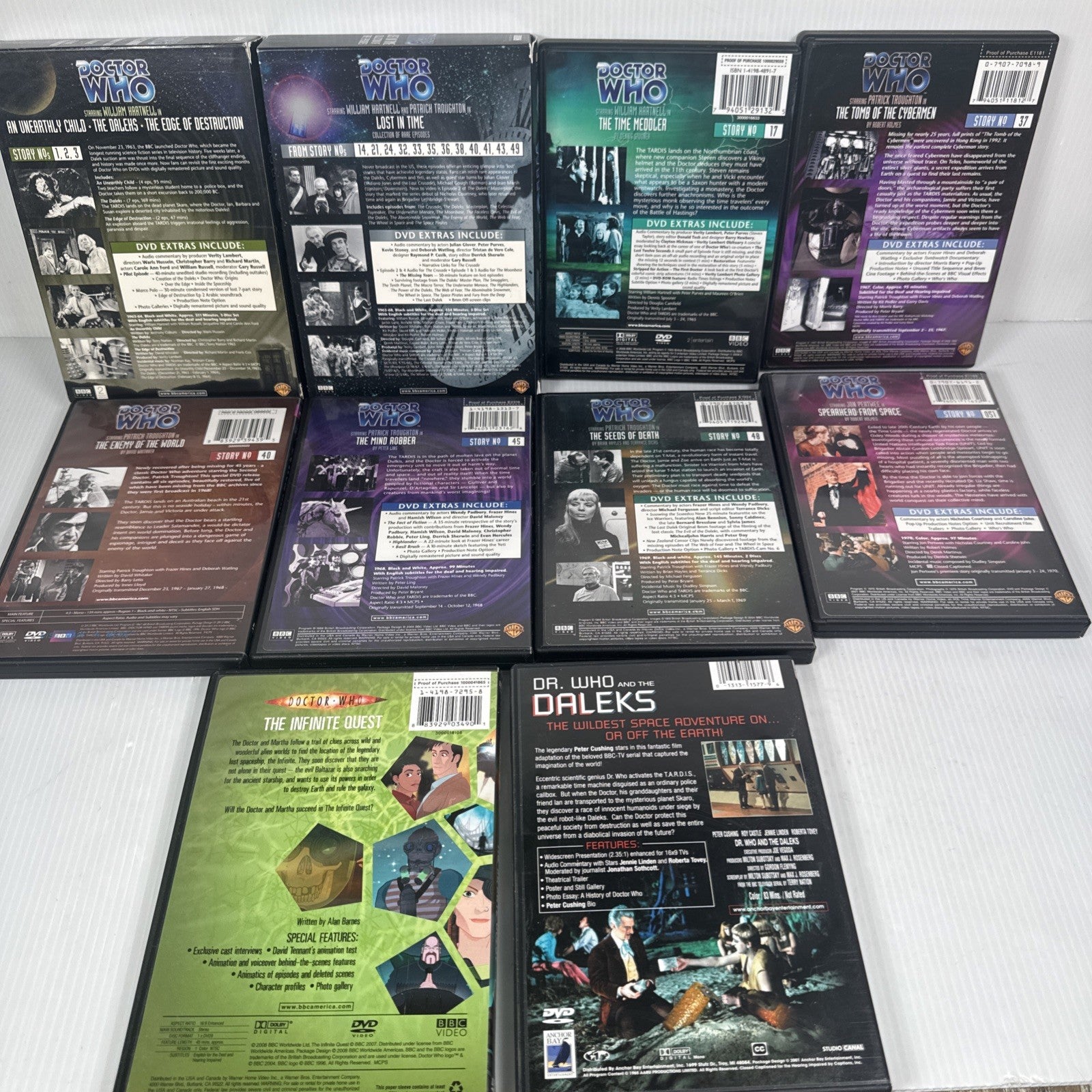 Mixed Lot Of 12 Doctor Who DVDs Early Years & Movies US Releases NTSC