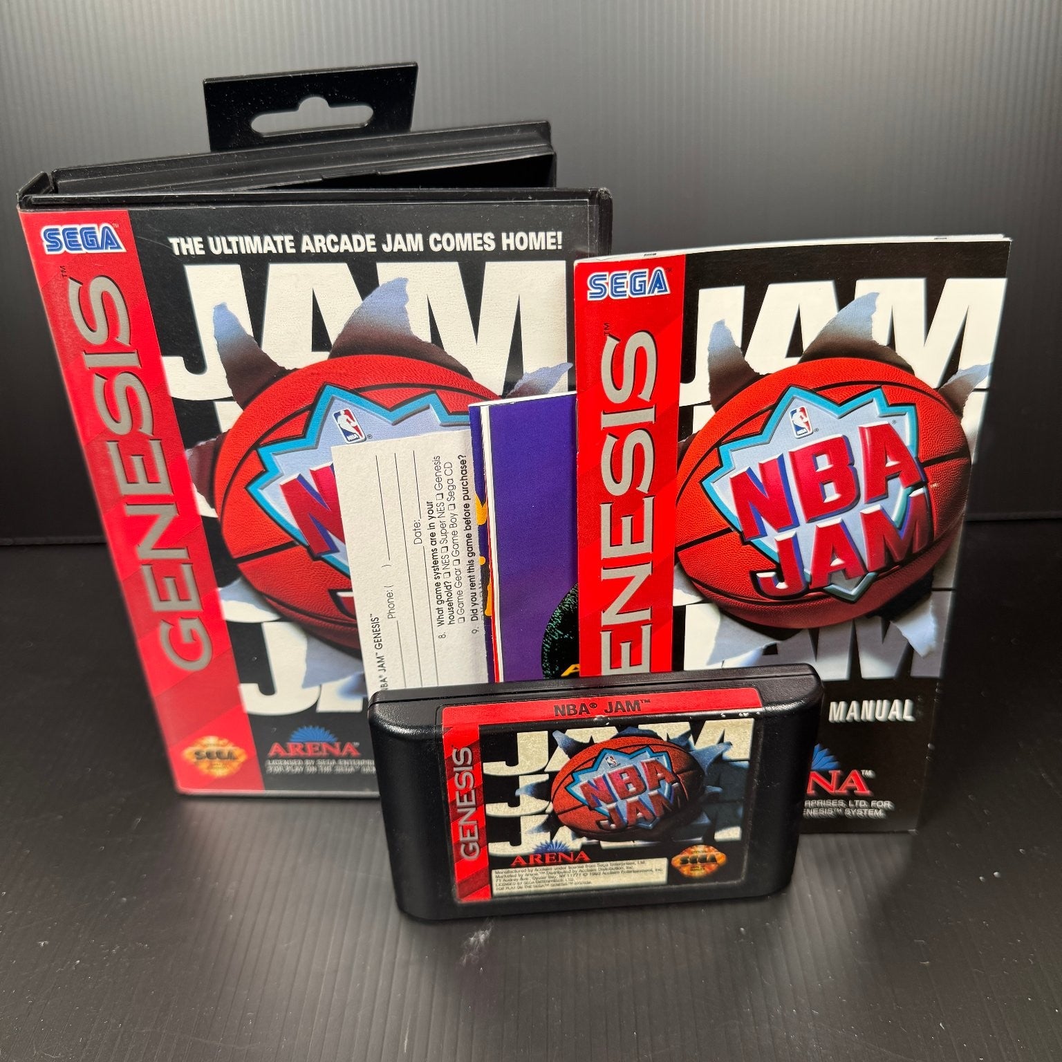 NBA Jam Sega Genesis Complete CIB Video Game Arcade Basketball Multiplayer