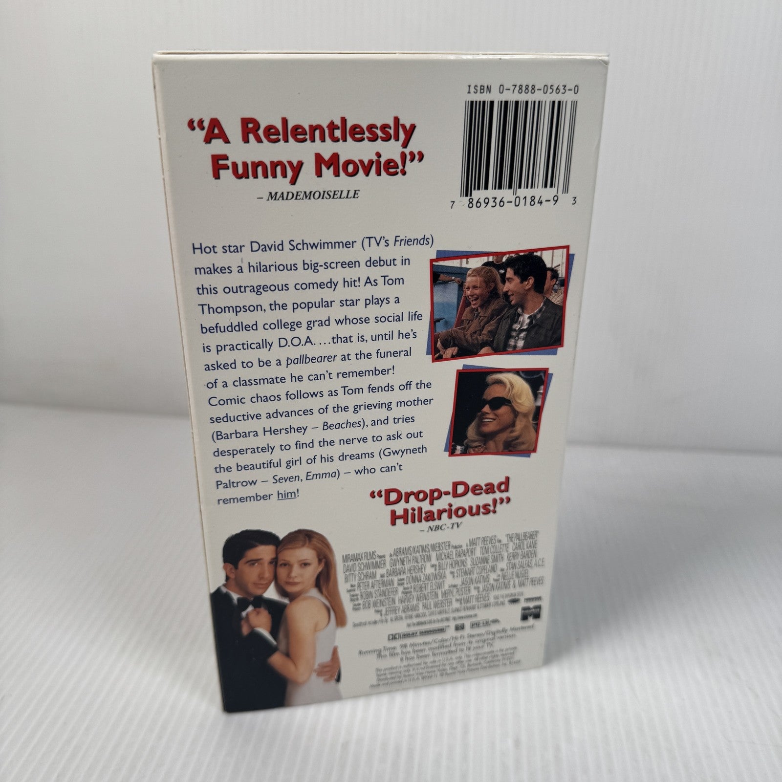 Vintage The Pallbearer VHS 1996 Comedy Movie David Schwimmer Gwyneth Paltrow