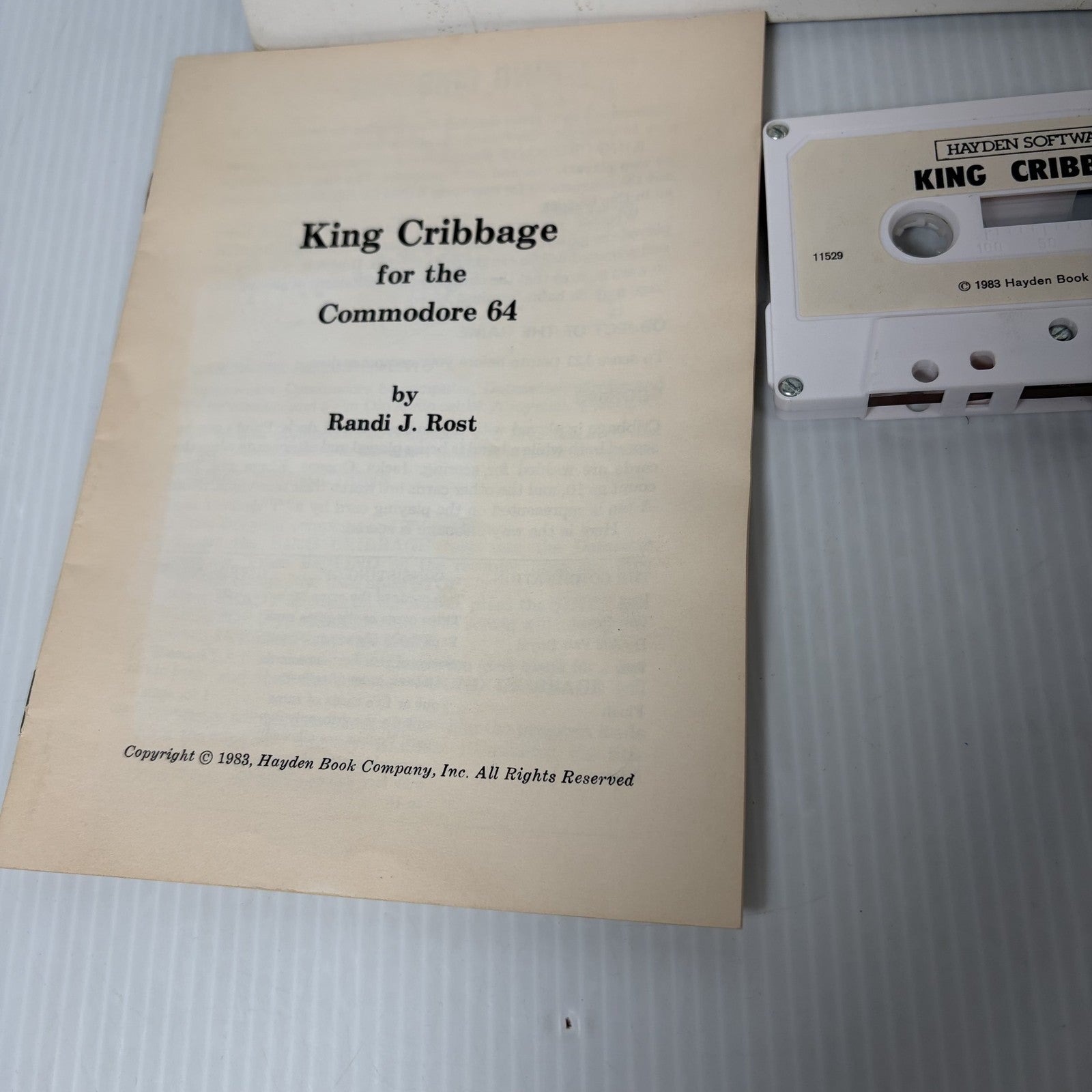 King Cribbage for Commodore 64 C64 Cassette Tape & Manual Hayden Software 1983