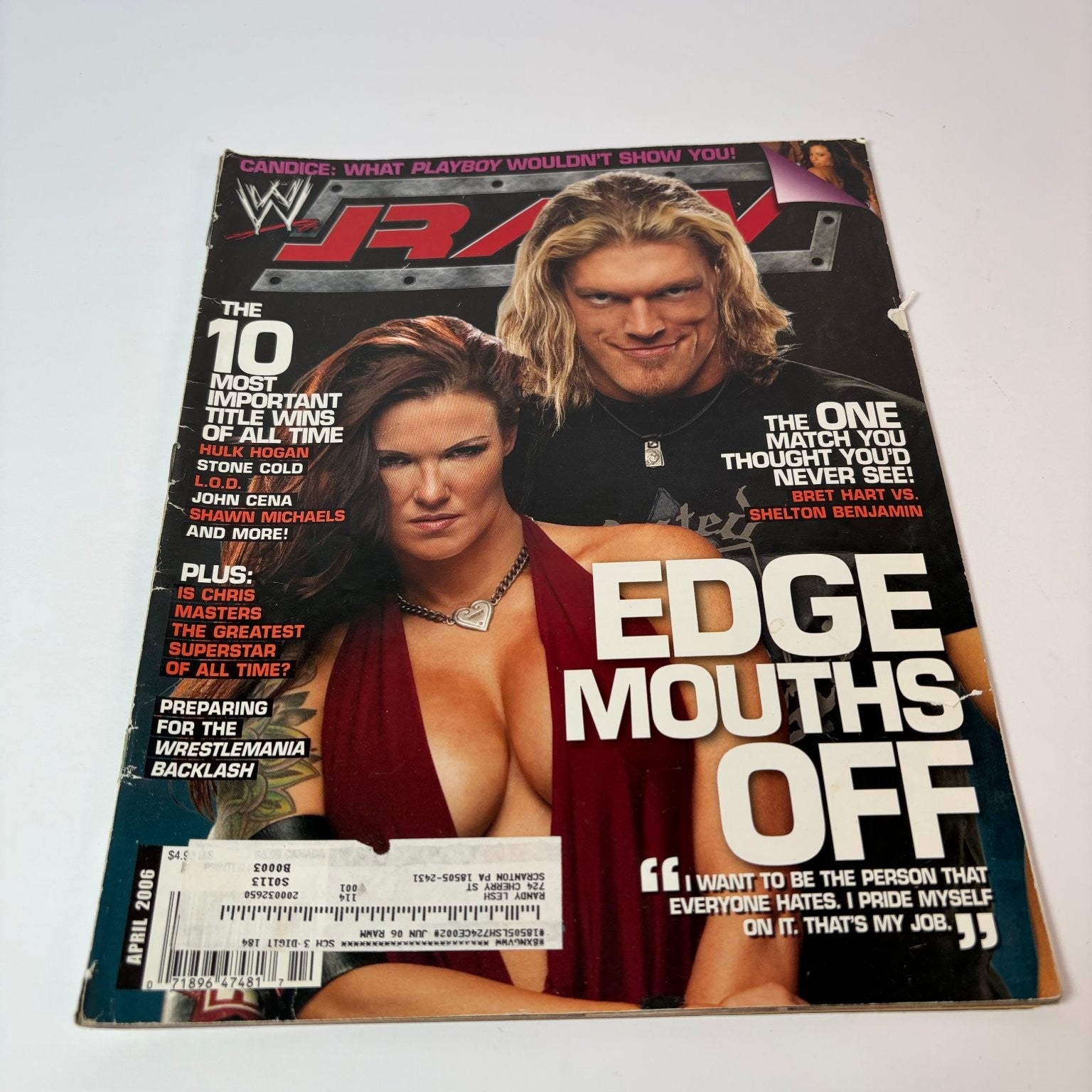 WWE RAW Magazine April 2006 Edge Lita Candice Wrestling Backlash