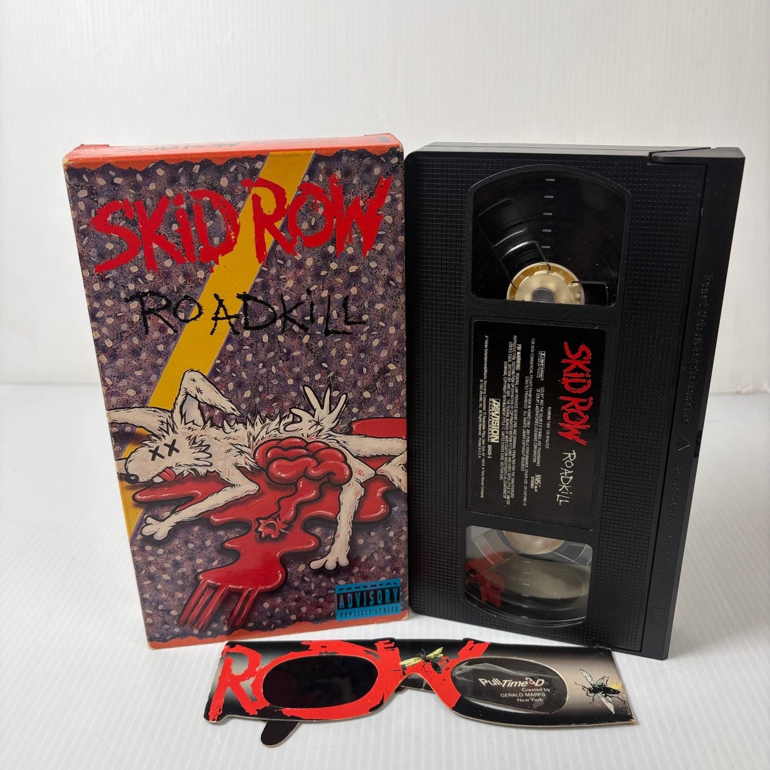 Skid Row Roadkill VHS 1993 Music Concert Video 3D Glasses Atlantic Heavy Metal