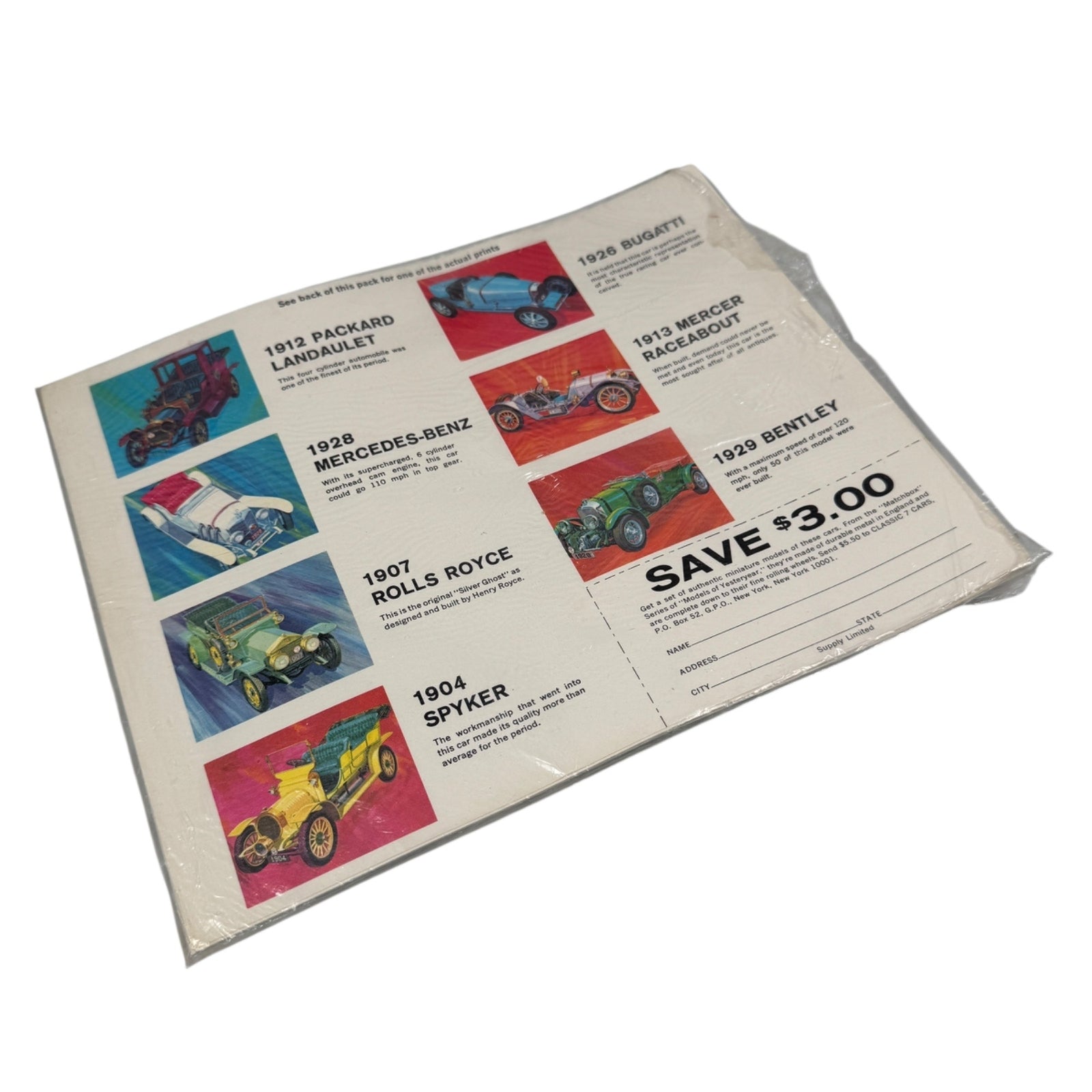 Vintage Matchbox 8x10 Classic Car Prints Set Of 7 Advertising Photo Set