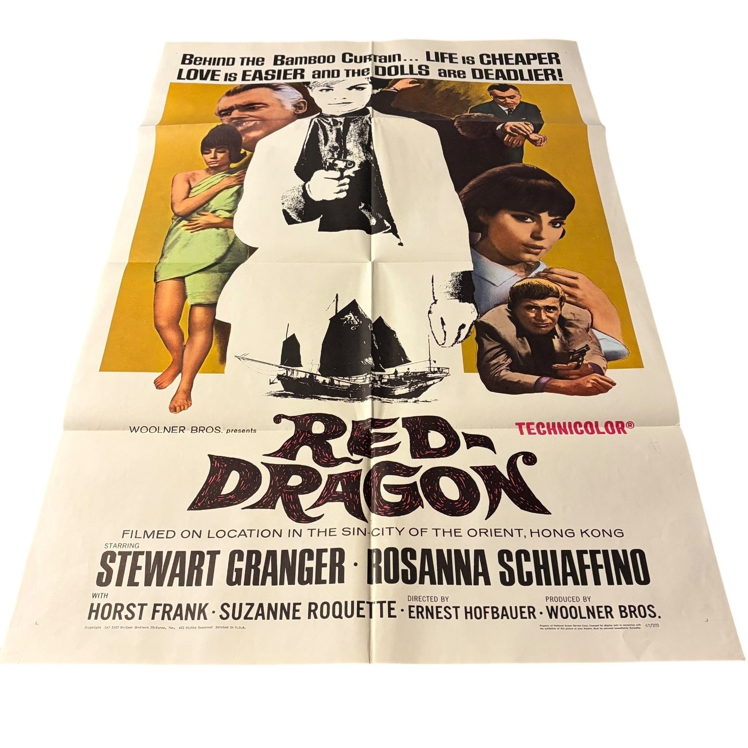 Red Dragon 1967 One-Sheet Movie Poster Stewart Granger Rosanna Schiaffino