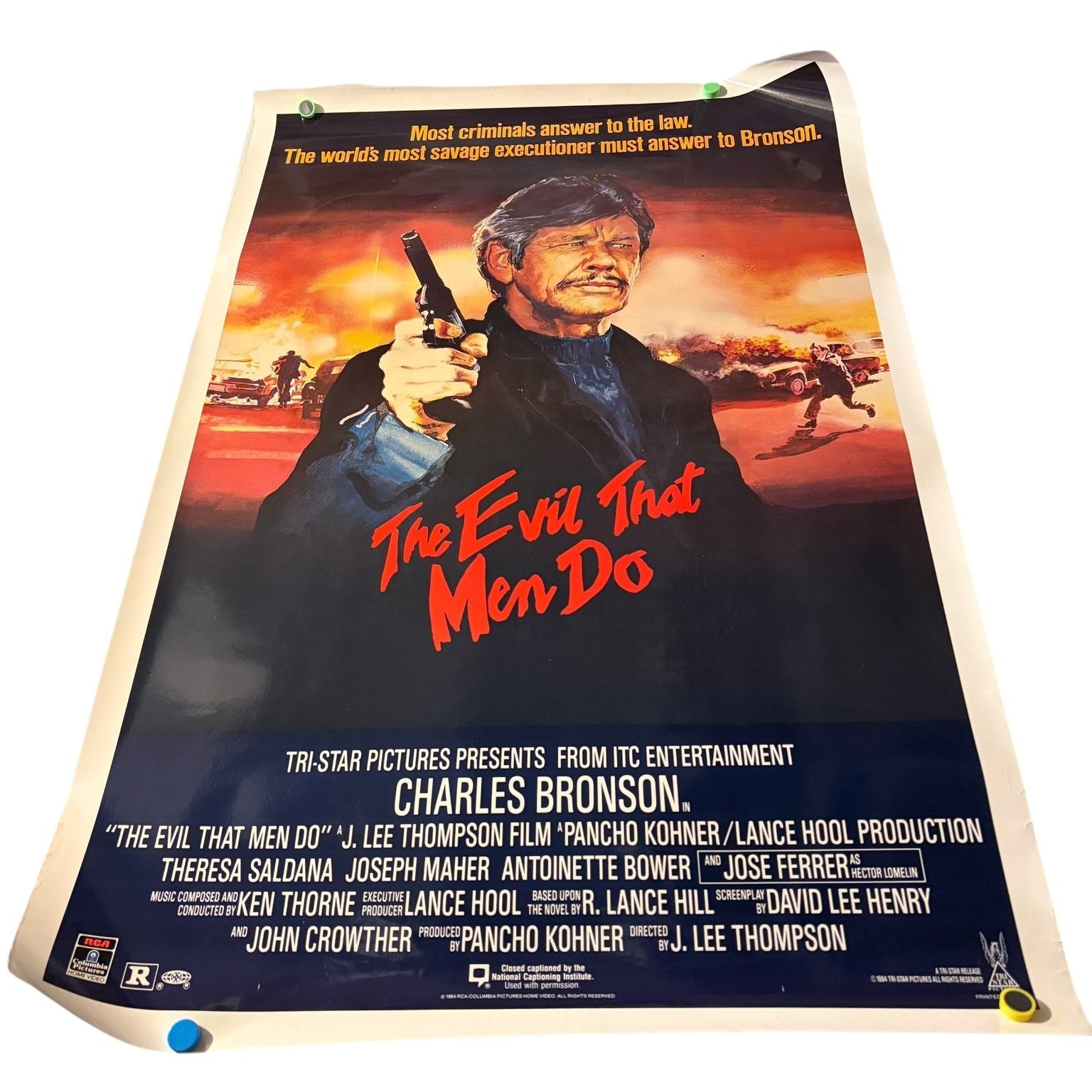Vintage The Evil That Men Do 1984 One-Sheet Movie Poster Charles Bronson 27"x41"