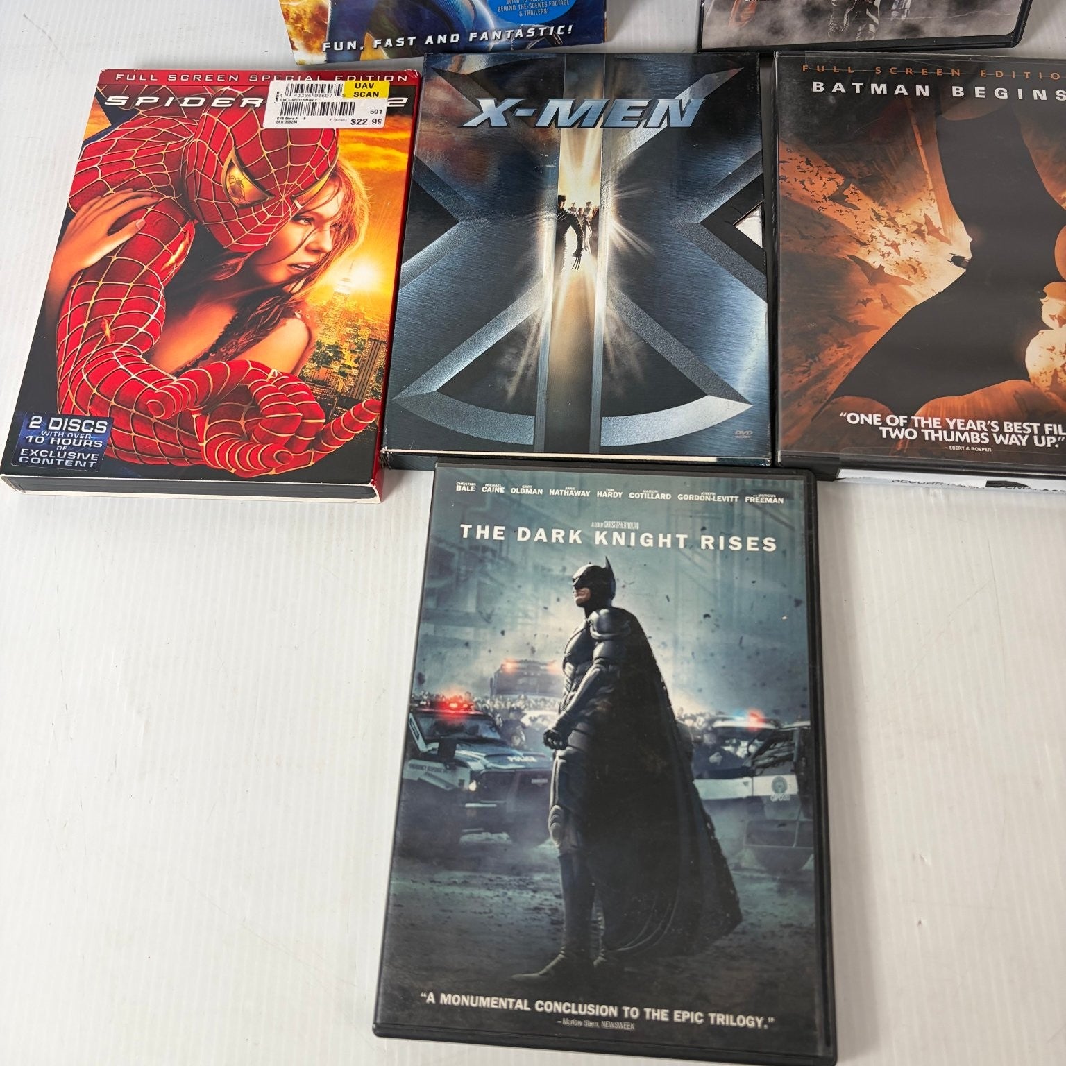 Lot of  6 Superhero DVDs Fantastic 4, Spider-man 2, Batman Begins, X-Men & More