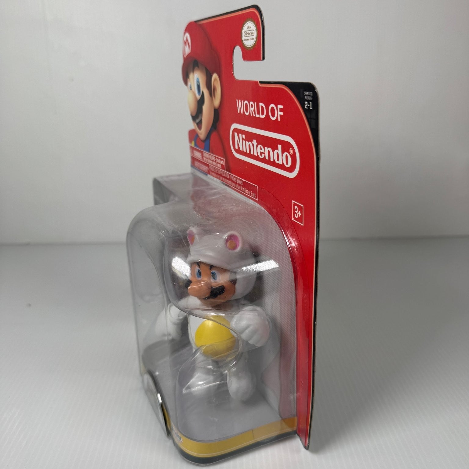 World of Nintendo White Tanooki Mario Super Mario 4" Figure w/ Leaf Series 2-1