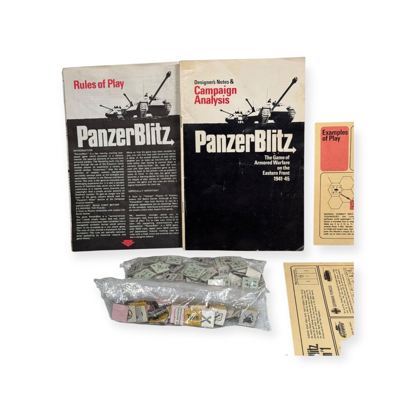 Vintage 1970 Panzer Blitz - Bookcase Board Game Avalon Hill Co. #807 Heavy Wear