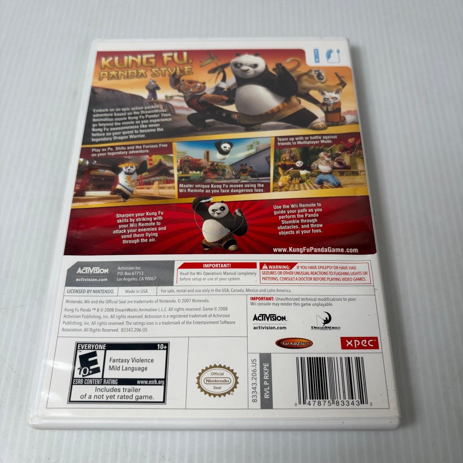 Kung Fu Panda Nintendo Wii Video Game Action Adventure Complete CIB