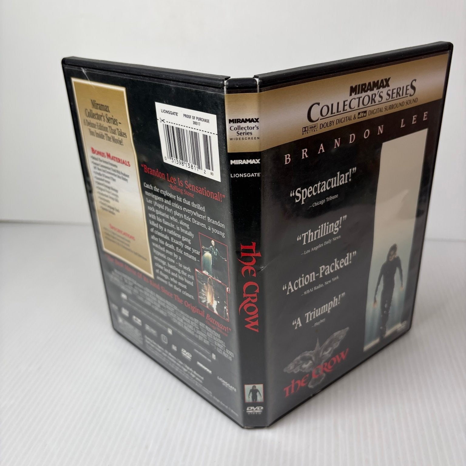 The Crow DVD 2001 Miramax Collector's Series Brandon Lee Alex Proyas 2-Disc