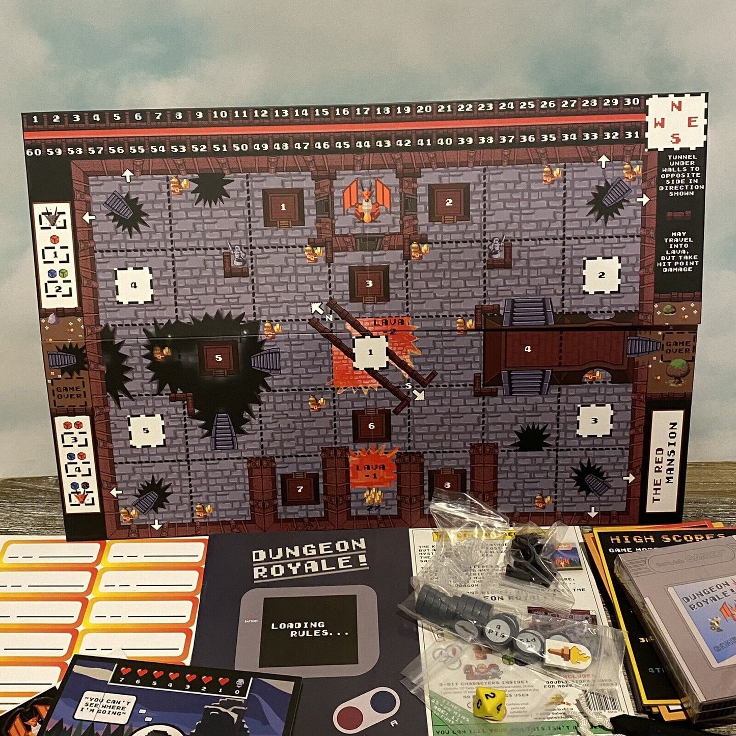 Dungeon Royale! Kickstarter Retro Game Style RPG Board Game Unpunched Unplayed