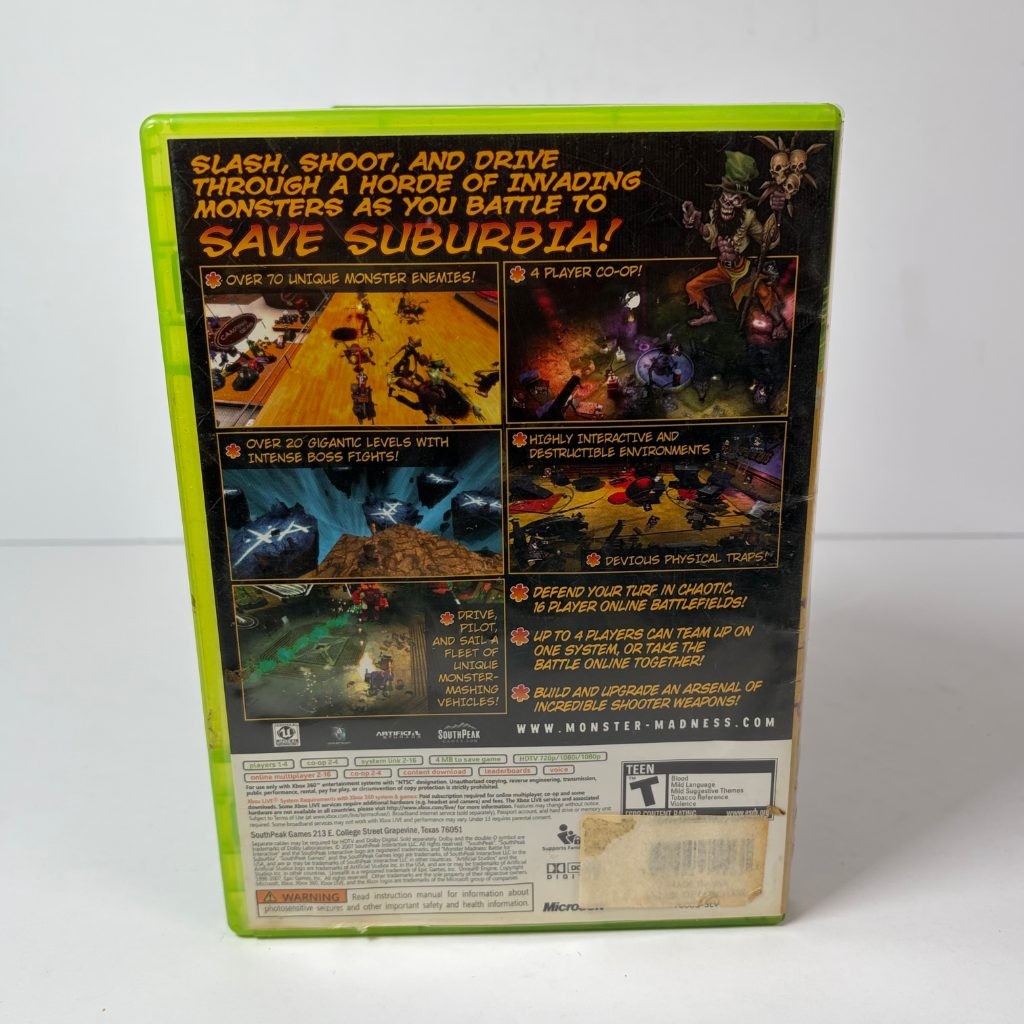 Monster Madness Battle for Suburbia Xbox 360 NTSC Complete CIB SouthPeak