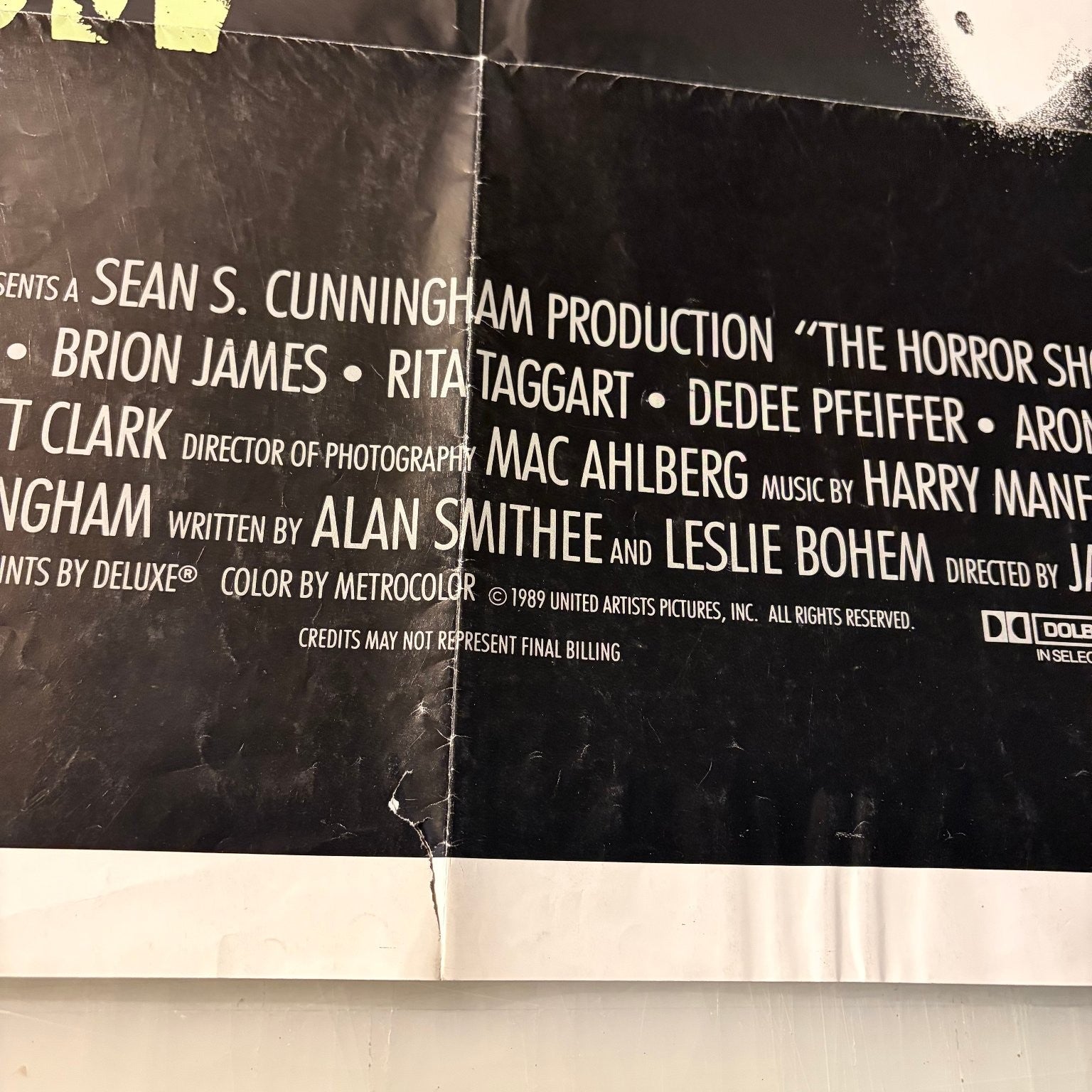 The Horror Show 1989 One Sheet Movie Poster United Artists Full Size 27"x41"