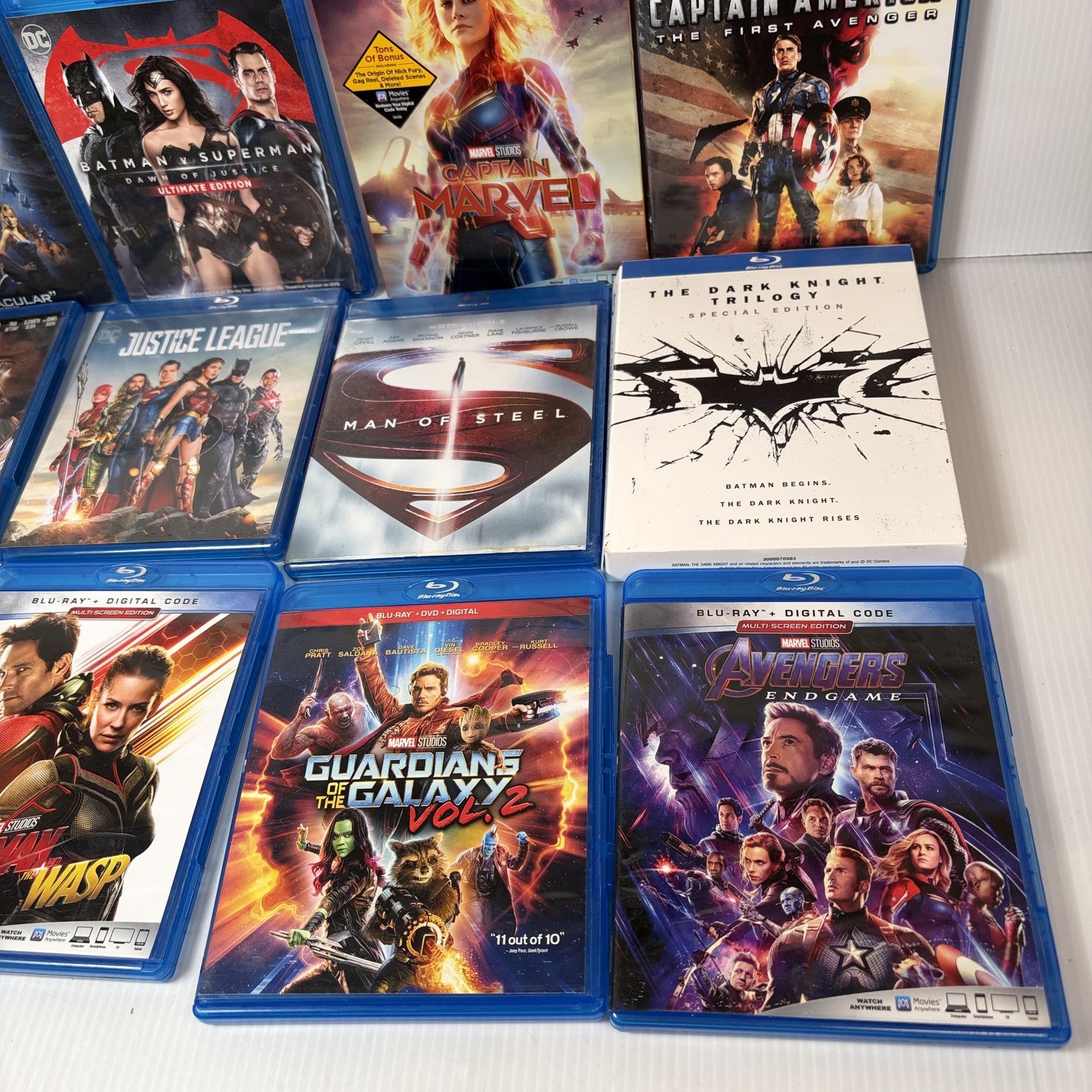 Huge 13 Movie Superhero Blu-ray Lot Marvel DC The Dark Knight Trilogy Avengers