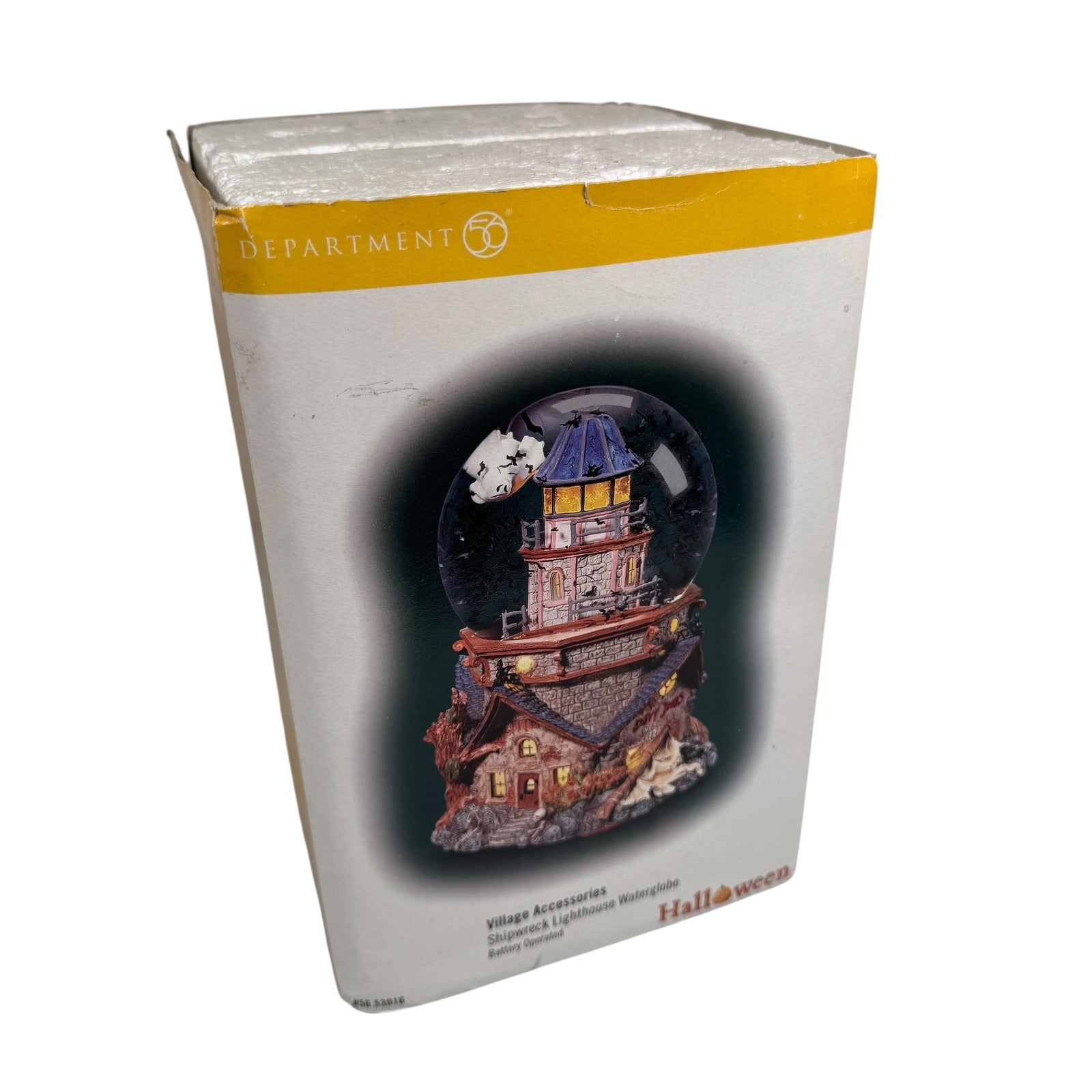 Department 56 Halloween Shipwreck Lighthouse Waterglobe Lighted w/ Glowing Ghost