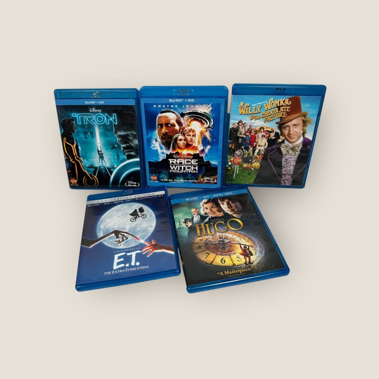 Lot of 5 Family Movies on Blu-ray Tron, Race to Witch Mountain, E.T. and More