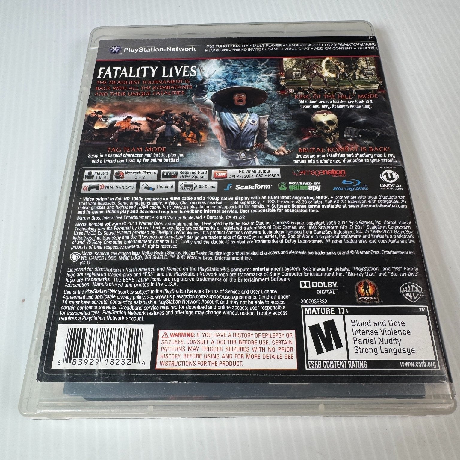 Mortal Kombat PS3 Video Game w/ Bonus Cards (Expired) Multiplayer 3D Complete