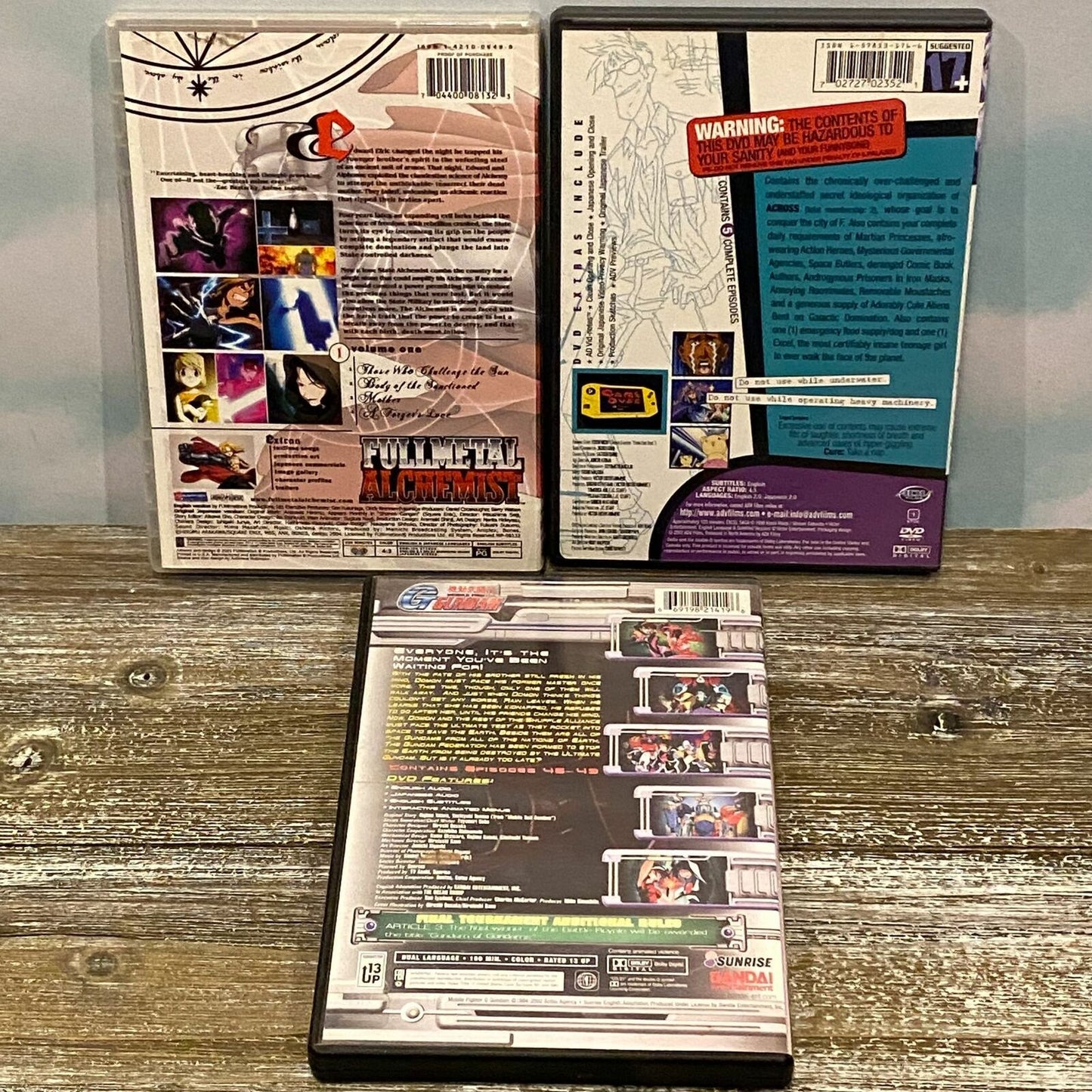 Anime DVD Lot of 3 Includes Excel Saga, Fullmetal Alchemist, Gundam ADV Films