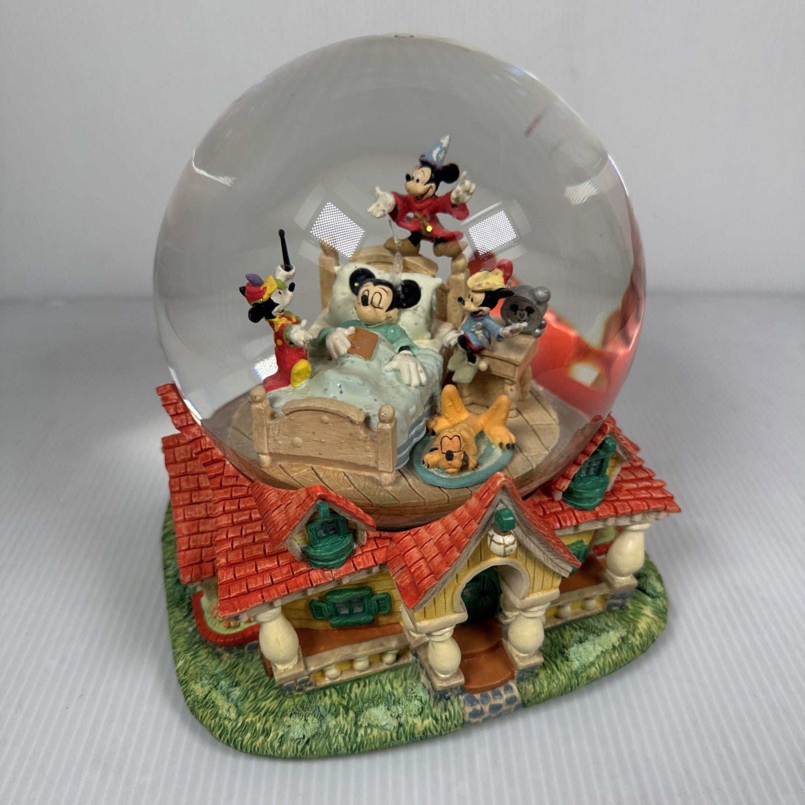 Disney Mickey Mouse in Bed Musical Snow Globe When You Wish Upon A Star W/ Tag