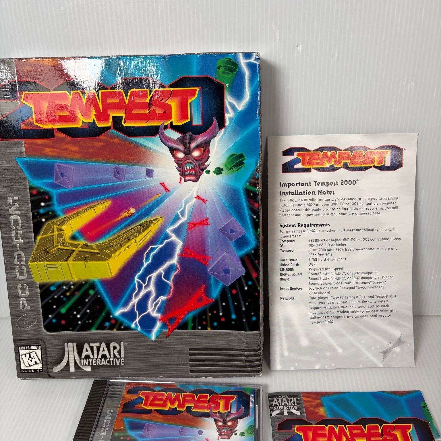 Tempest 2000 PC CD-ROM Video Game Big Box Atari Interactive Arcade Classic