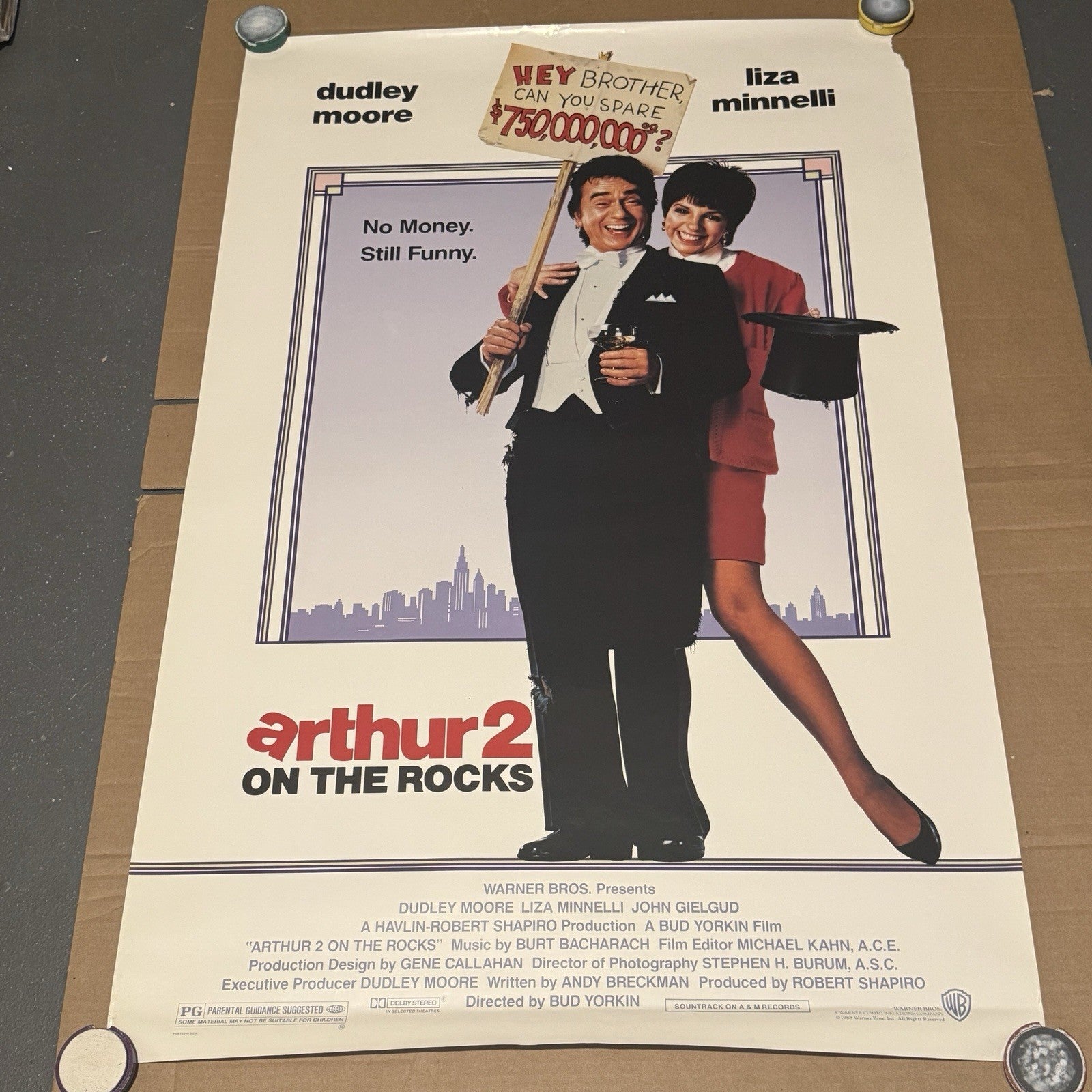Vintage Arthur 2 On The Rocks Video Store Promotional Poster 42”x27”