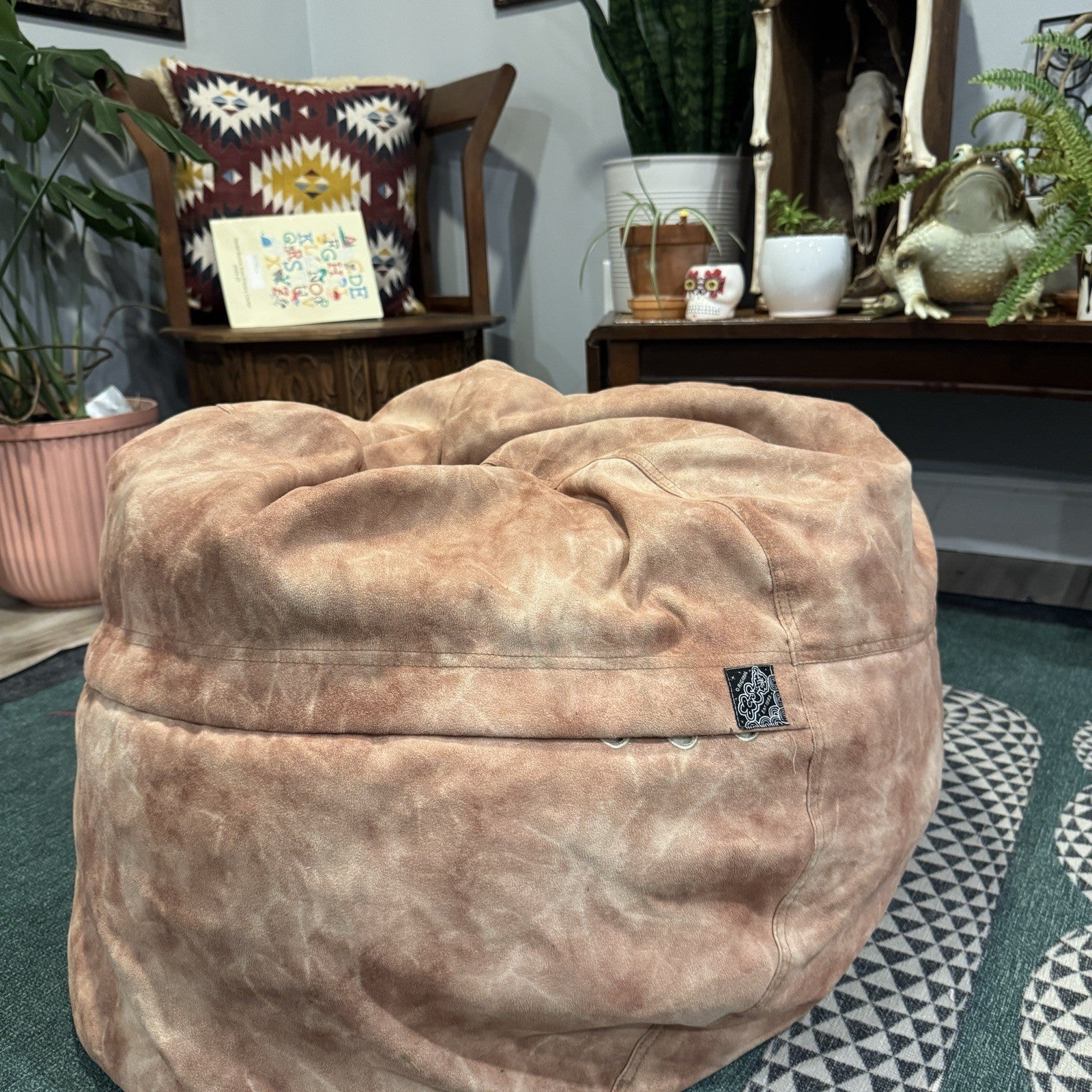 Lovesac Minisac Beige Microsuede Beanbag Mini Model Discontinued ~29” Diameter