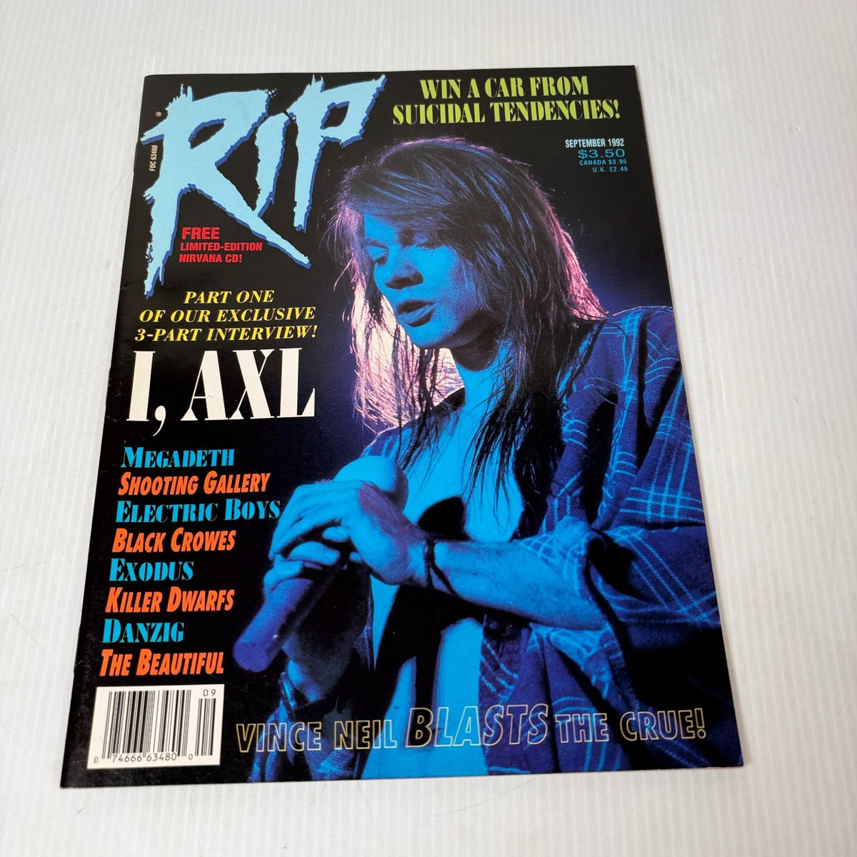 RIP Magazine September 1992 Axl Rose Guns N Roses Heavy Metal