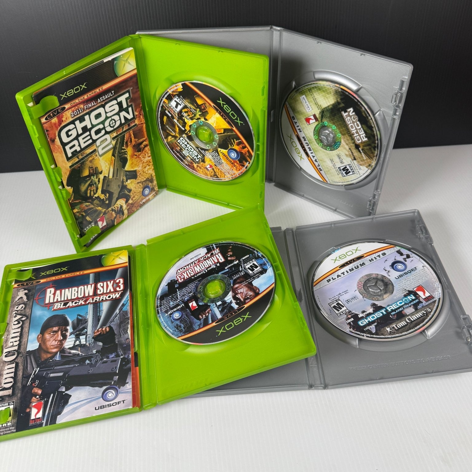 Tom Clancy's 4-Pack Ghost Recon 1, 2 & Island Thunder, Rainbow Six 3 Xbox OG
