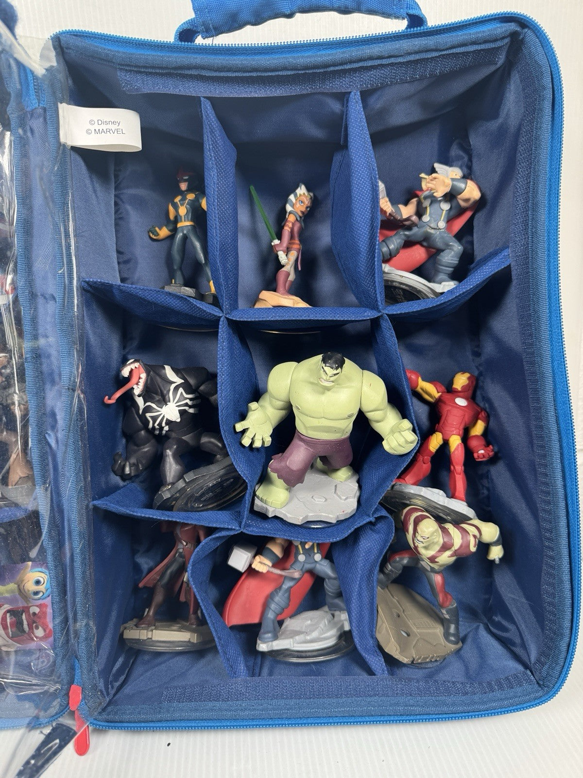 Disney Infinity Marvel Figure Lot of 16 w/ Carrying Case Ironman, Venom & More