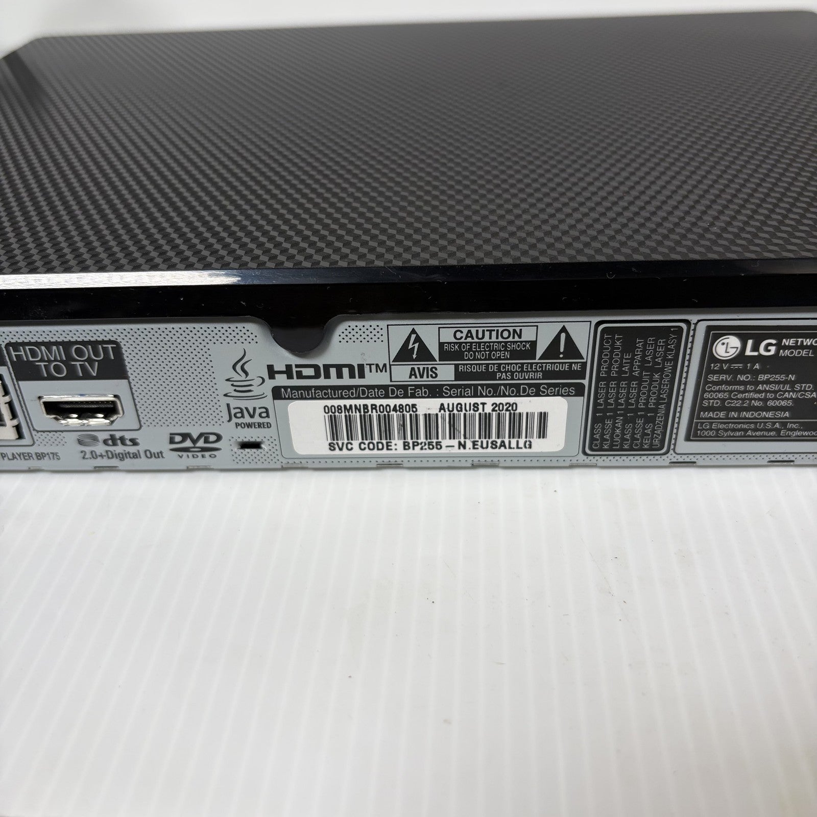 LG BP175 Blu-ray Disc DVD Player Full HD 1080p HDMI USB LAN Network Streaming