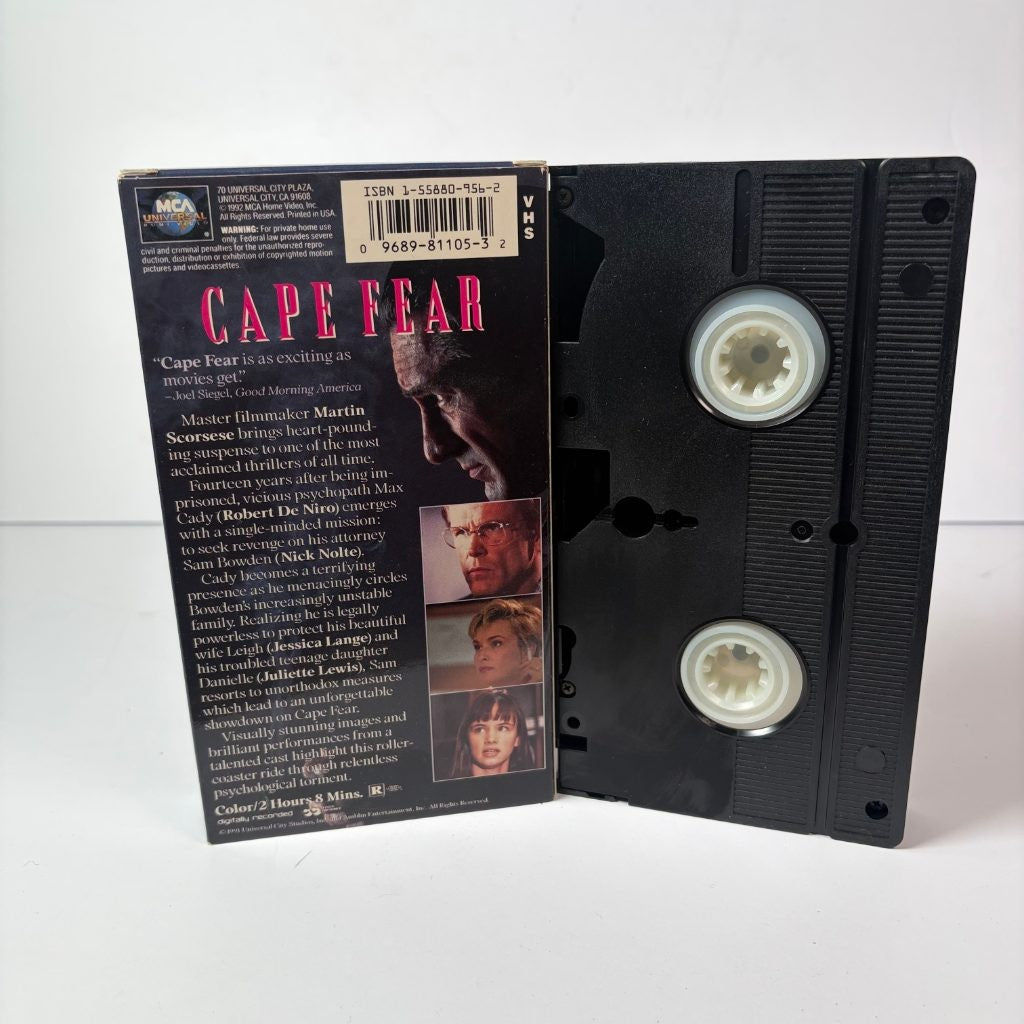 Cape Fear VHS 1992 Robert De Niro Nick Nolte Scorsese MCA Universal Thriller
