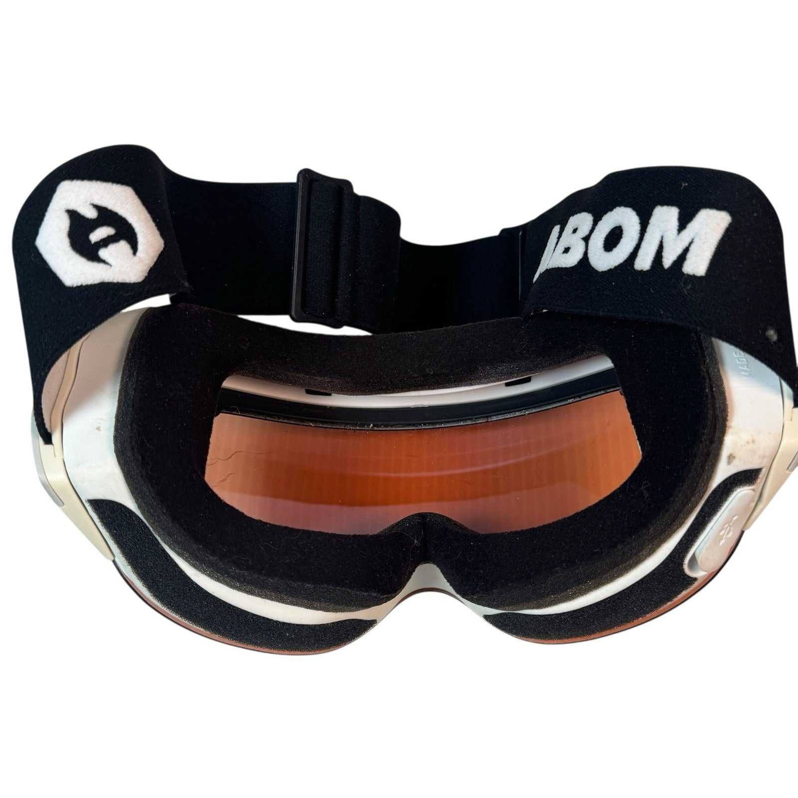 Abom Heated Anti-Fog Ski Snowboard Goggles White Frame Orange Lens