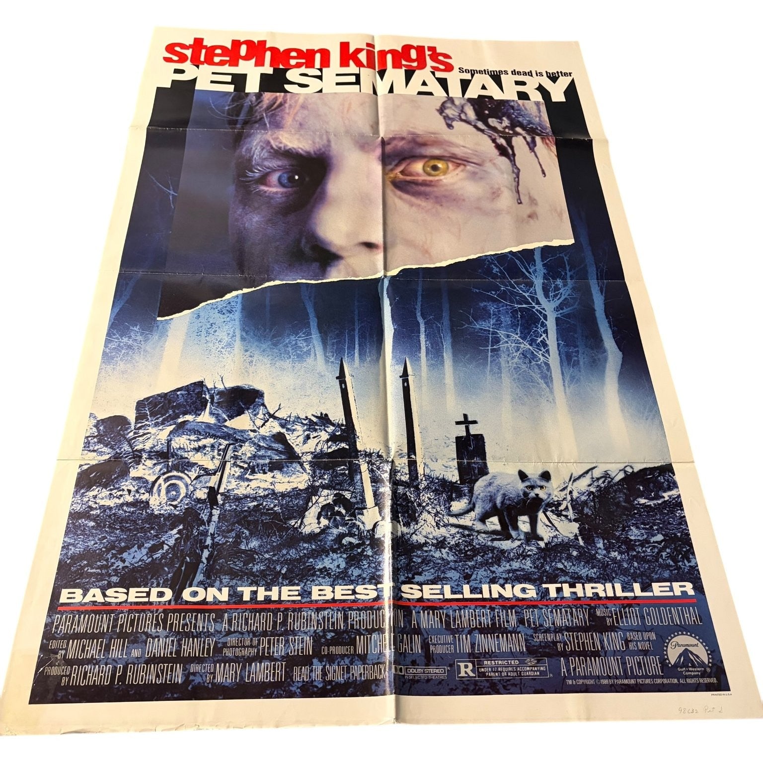 Stephen King's Pet Sematary Original 1989 One Sheet Horror Movie Poster 27"x40"