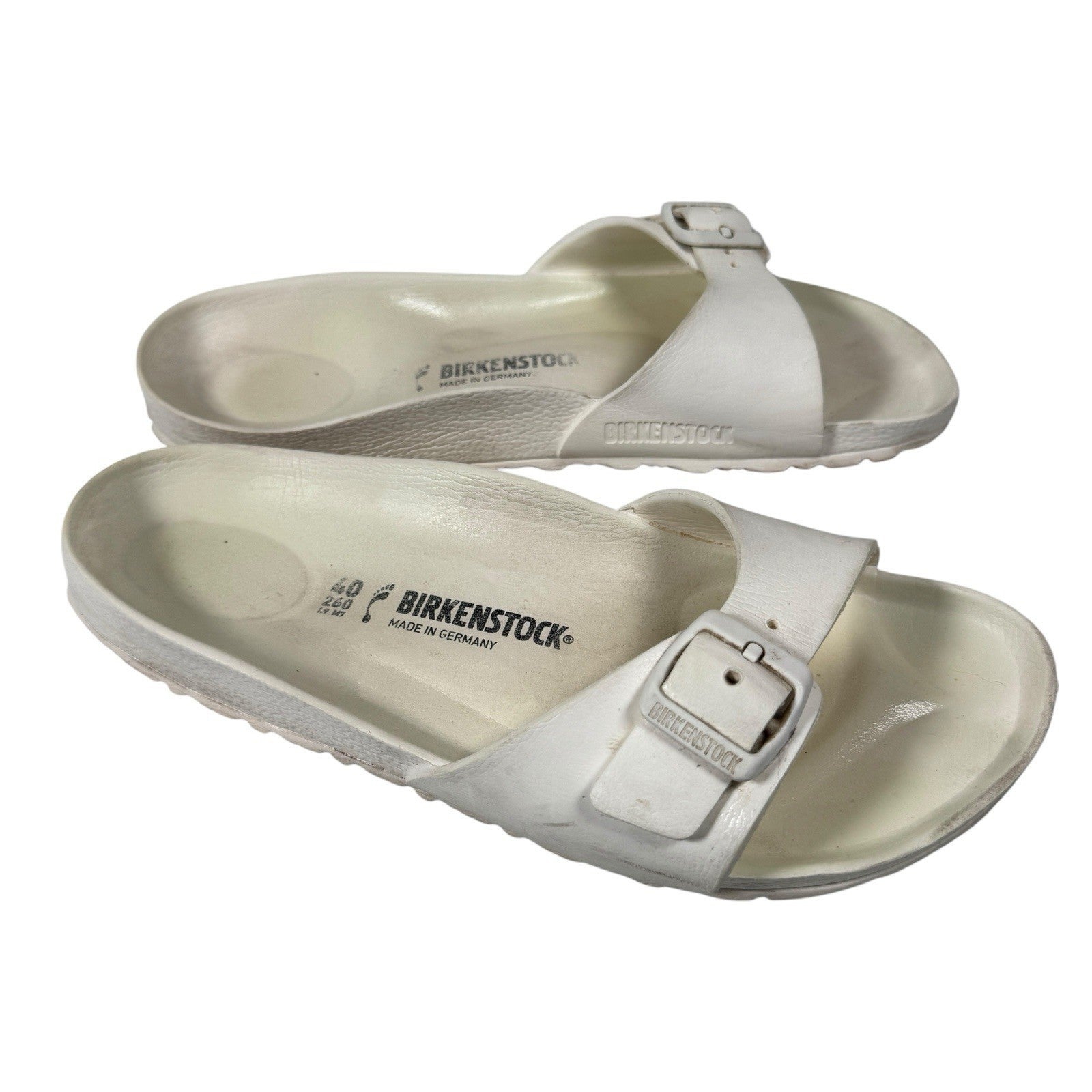 Birkenstock Madrid Essentials EVA Rubber Single Strap Flip Flops Size 40 White